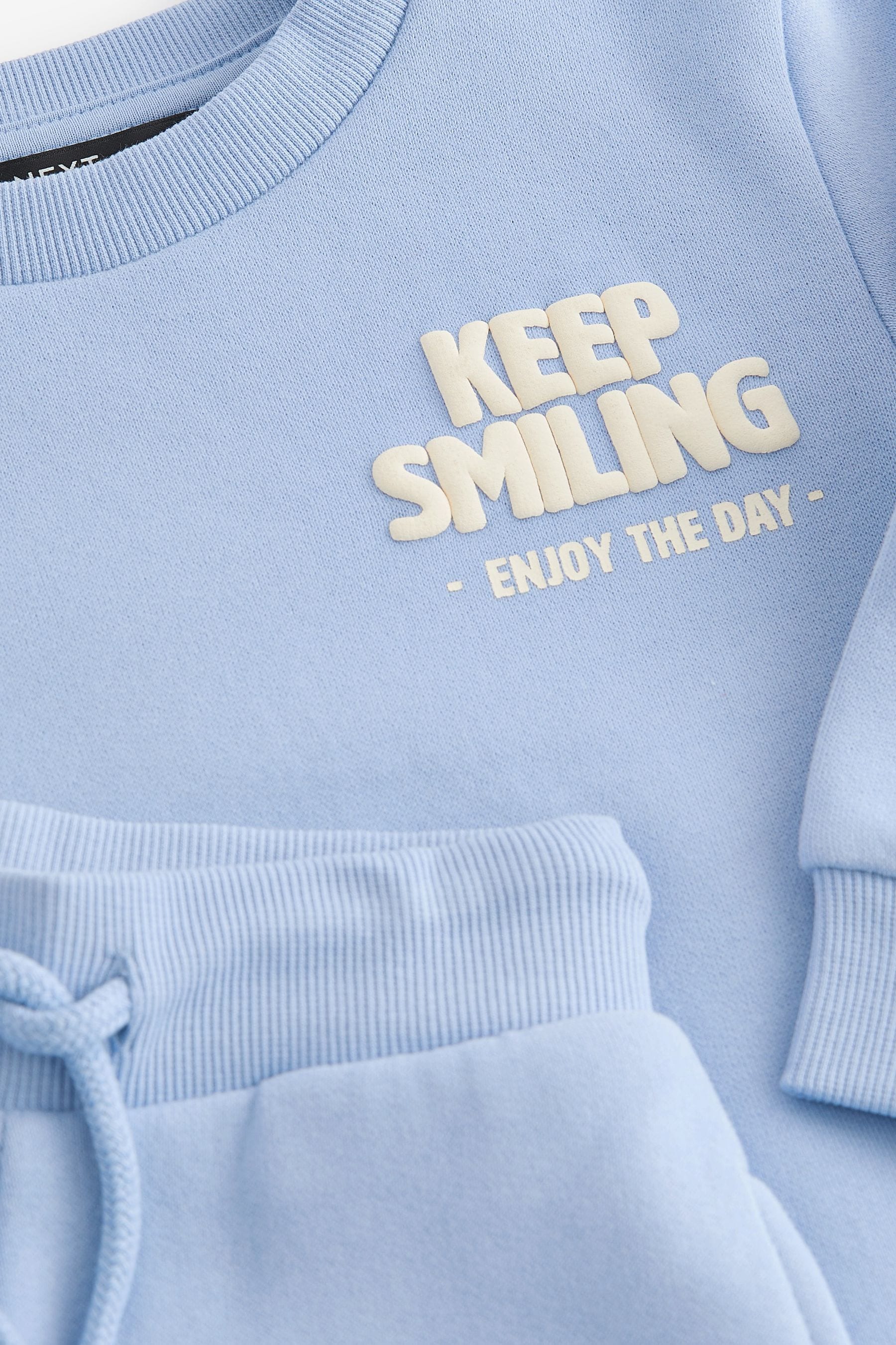 Light Blue Slogan 100% Cotton Sweatshirt And Joggers Set (3mths-7yrs)