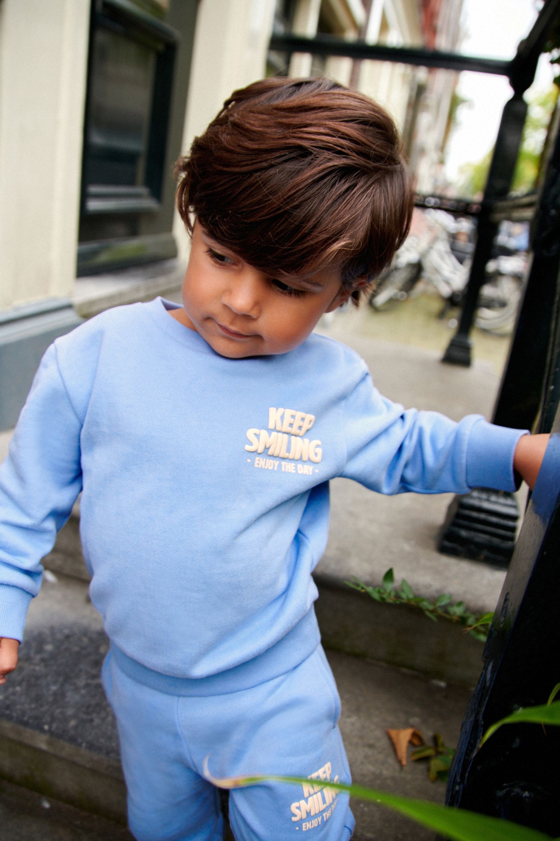 Light Blue Slogan 100% Cotton Sweatshirt And Joggers Set (3mths-7yrs)