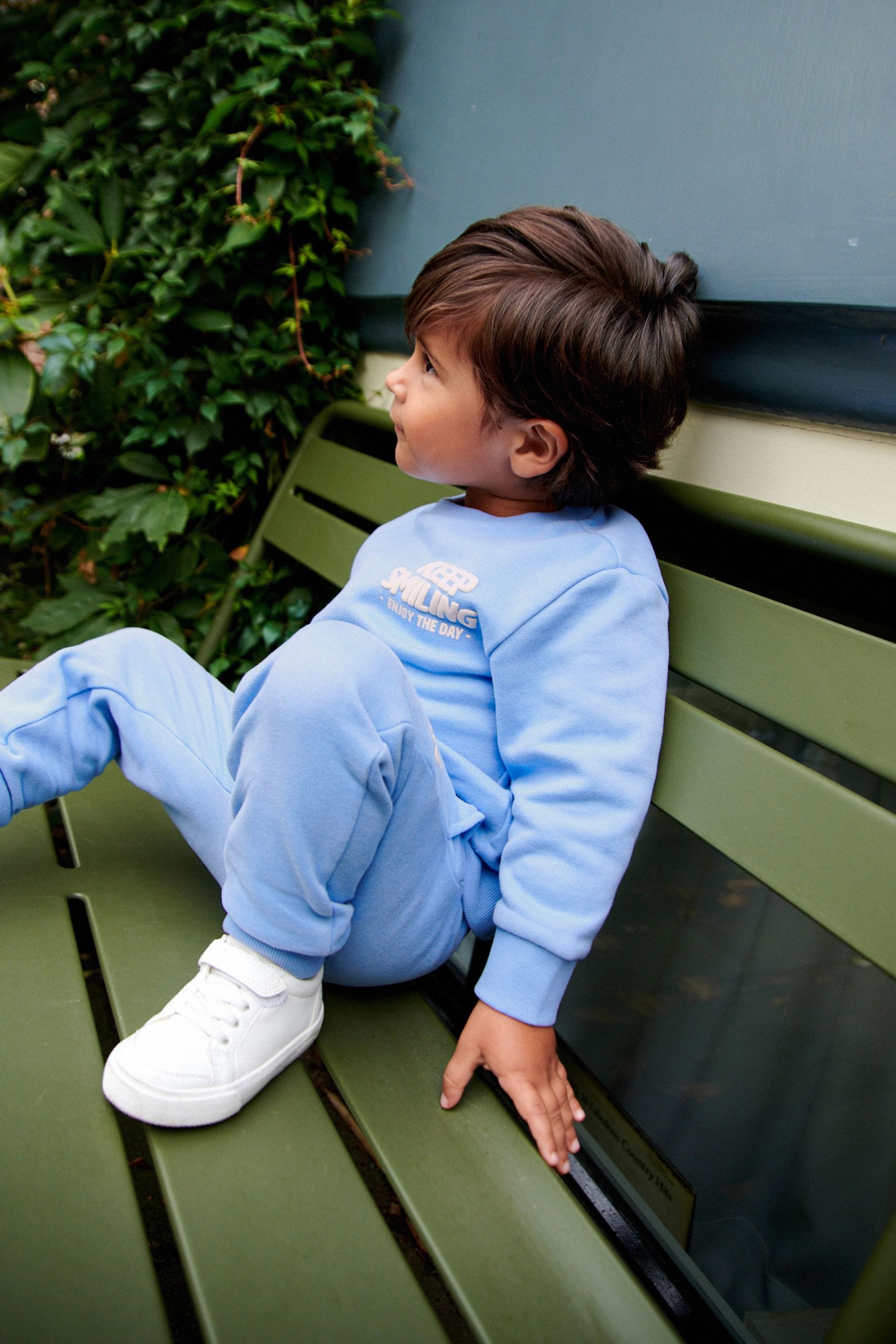 Light Blue Slogan 100% Cotton Sweatshirt And Joggers Set (3mths-7yrs)