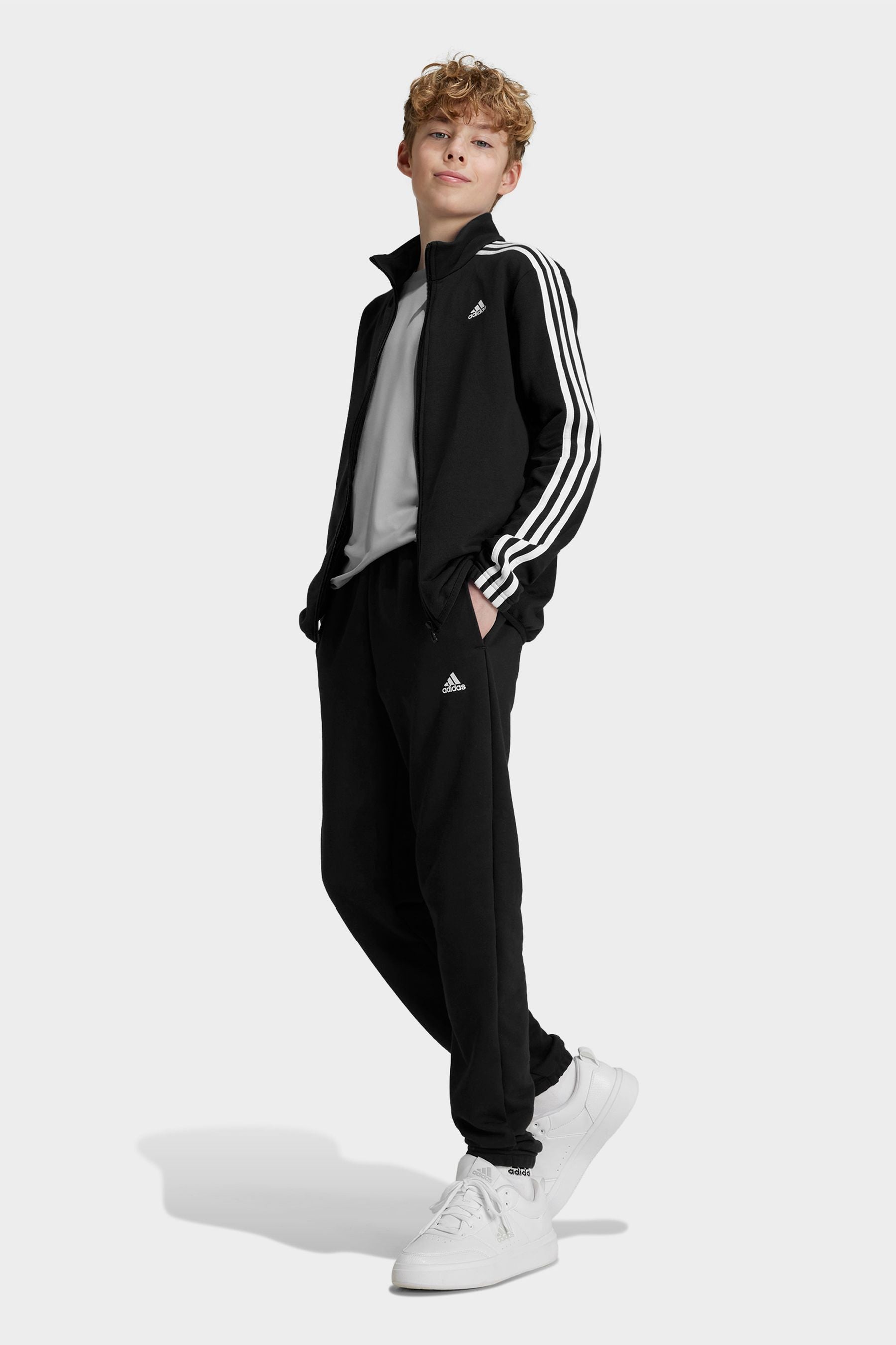 adidas Black Junior Fitted Tracksuit