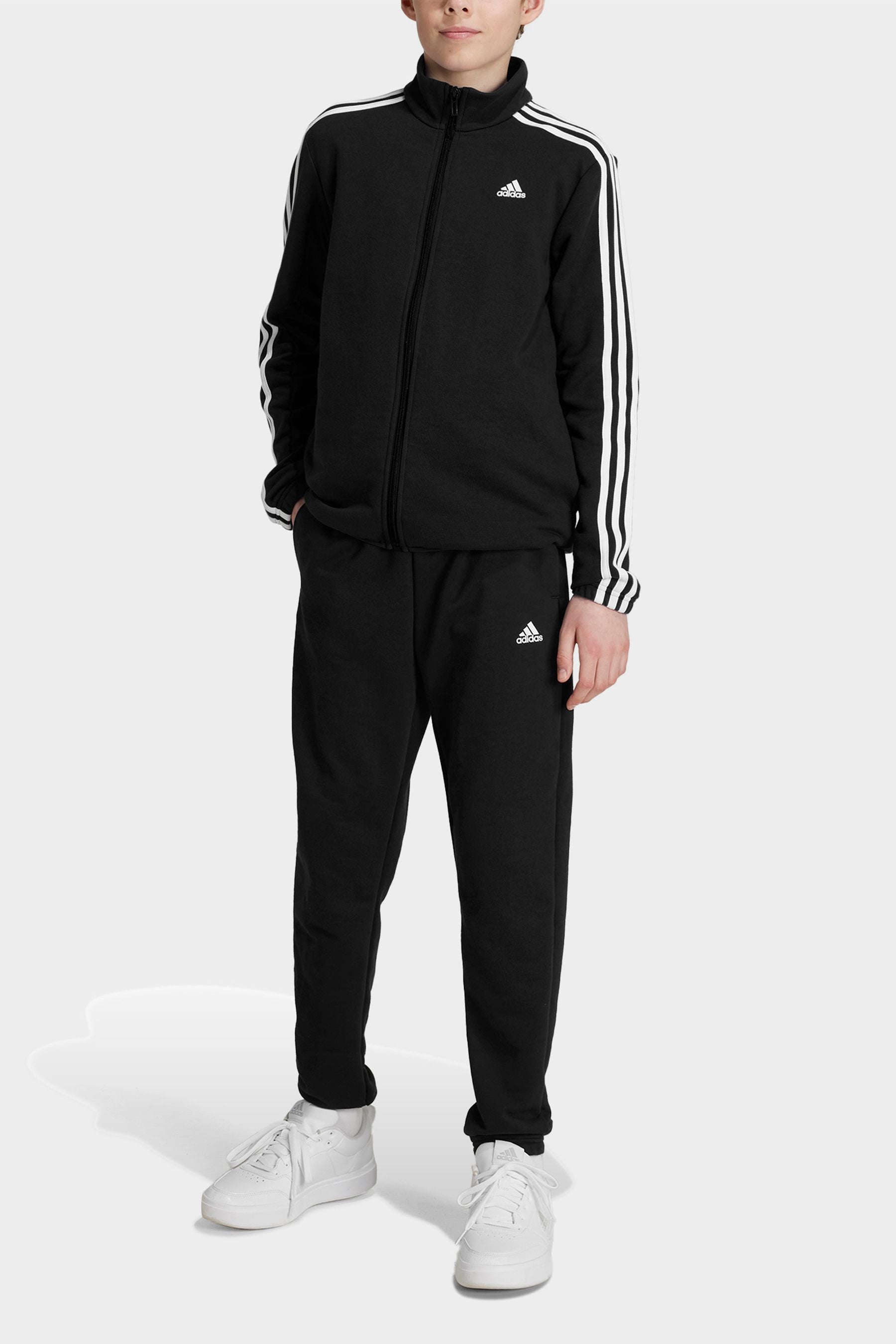 adidas Black Junior Fitted Tracksuit