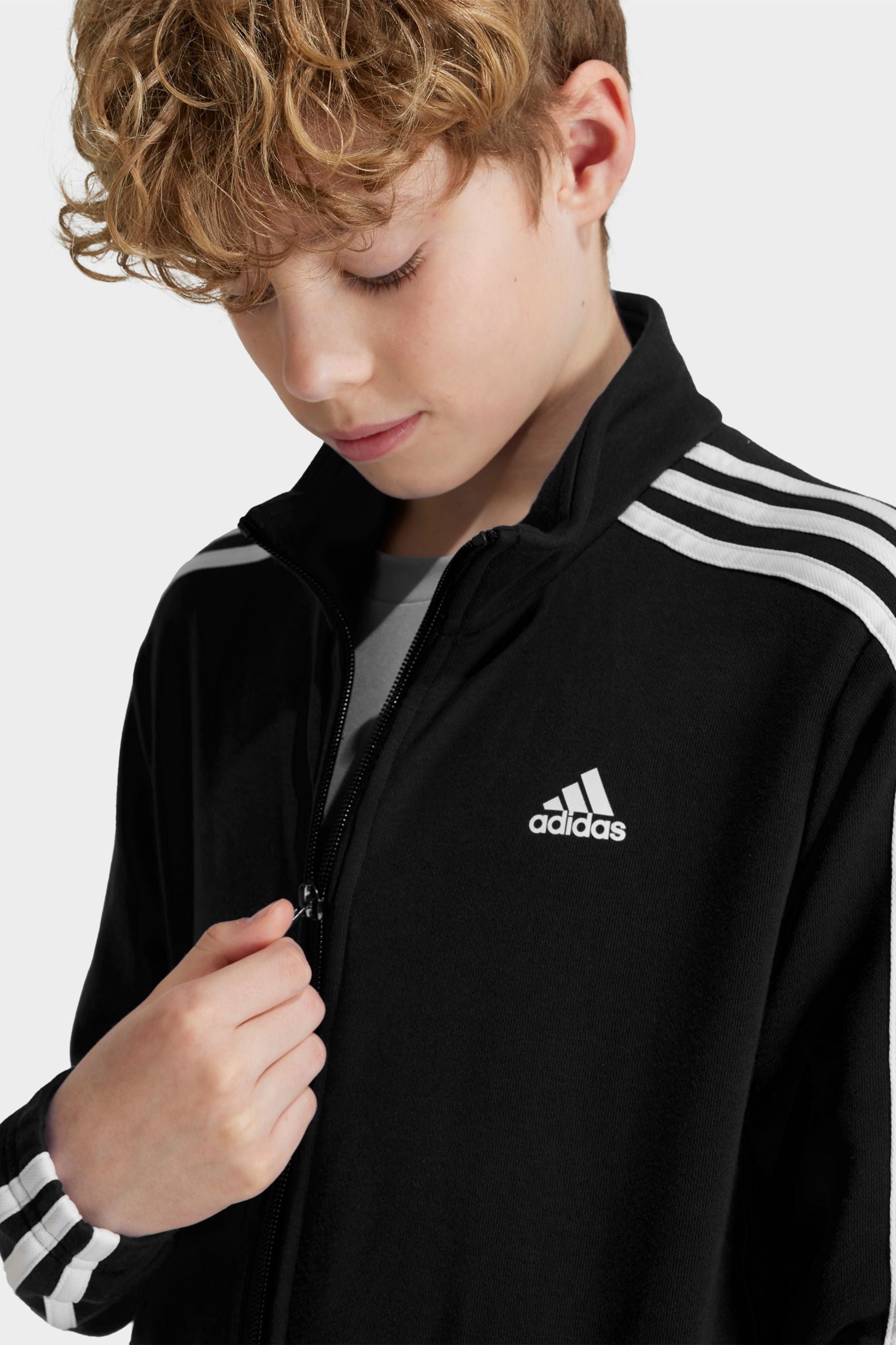 adidas Black Junior Fitted Tracksuit