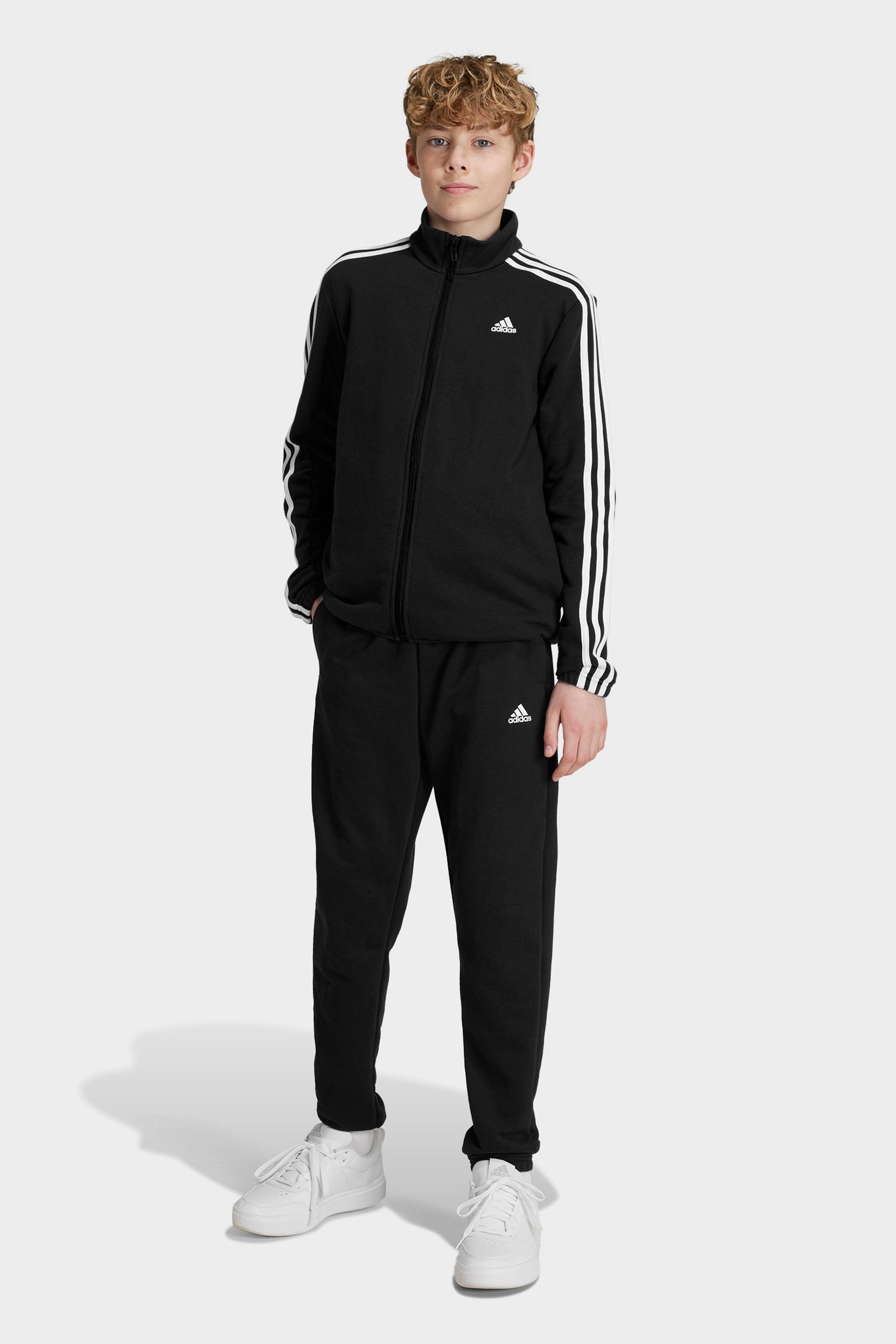 adidas Black Junior Fitted Tracksuit