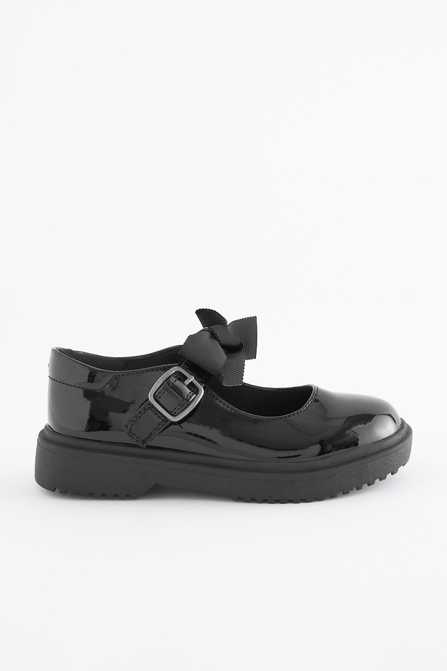 Black Patent Standard Fit (F) Bow Chunky Mary Jane School Shoes