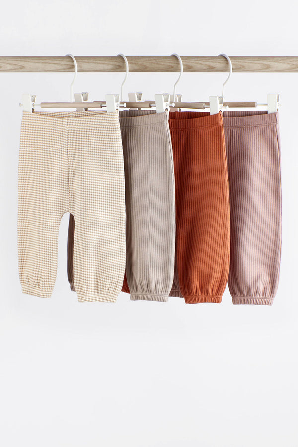 Rust Brown Ribbed Relaxed Baby Leggings 4 Pack (0mths-2yrs)