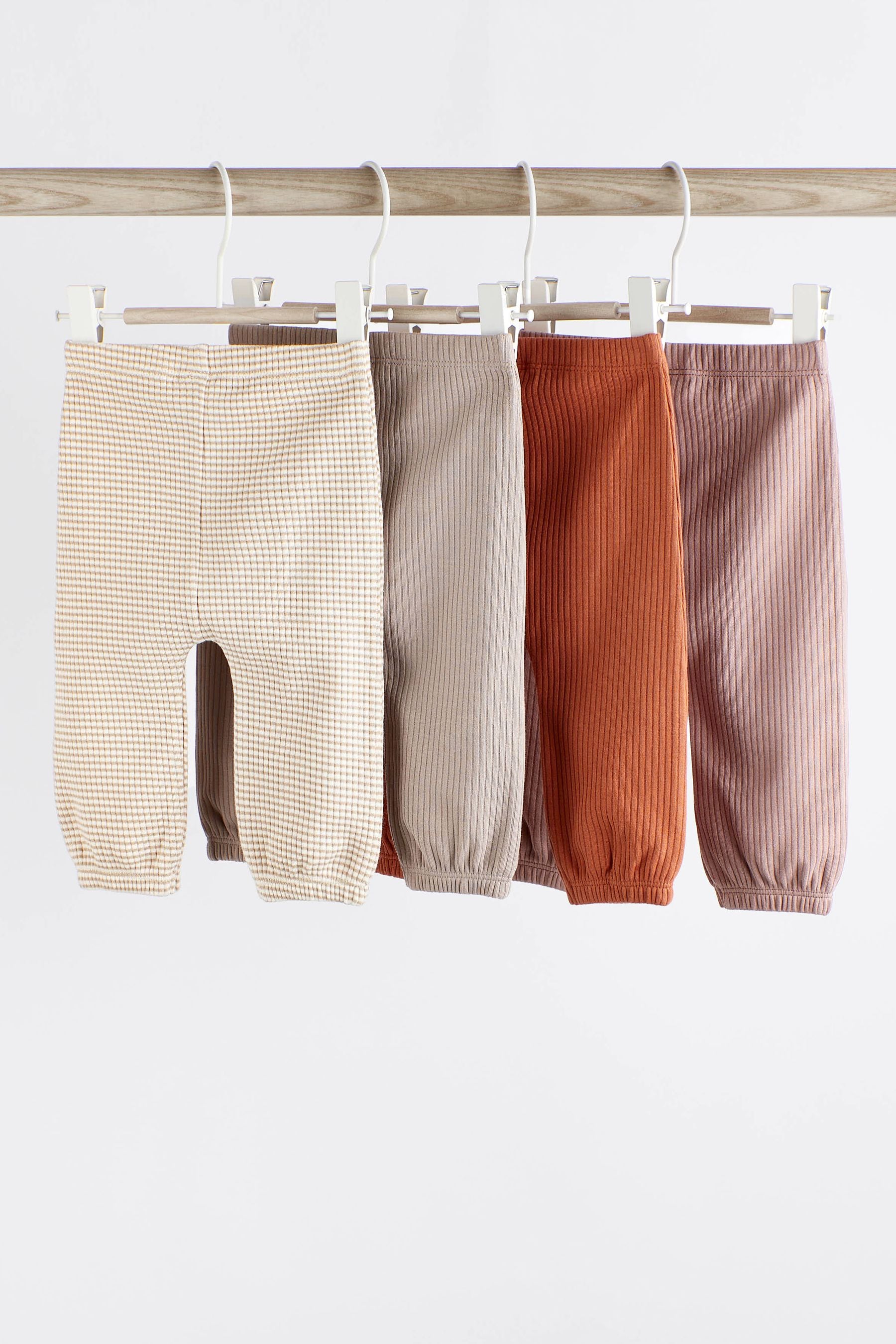 Rust Brown Ribbed Relaxed Baby Leggings 4 Pack (0mths-2yrs)