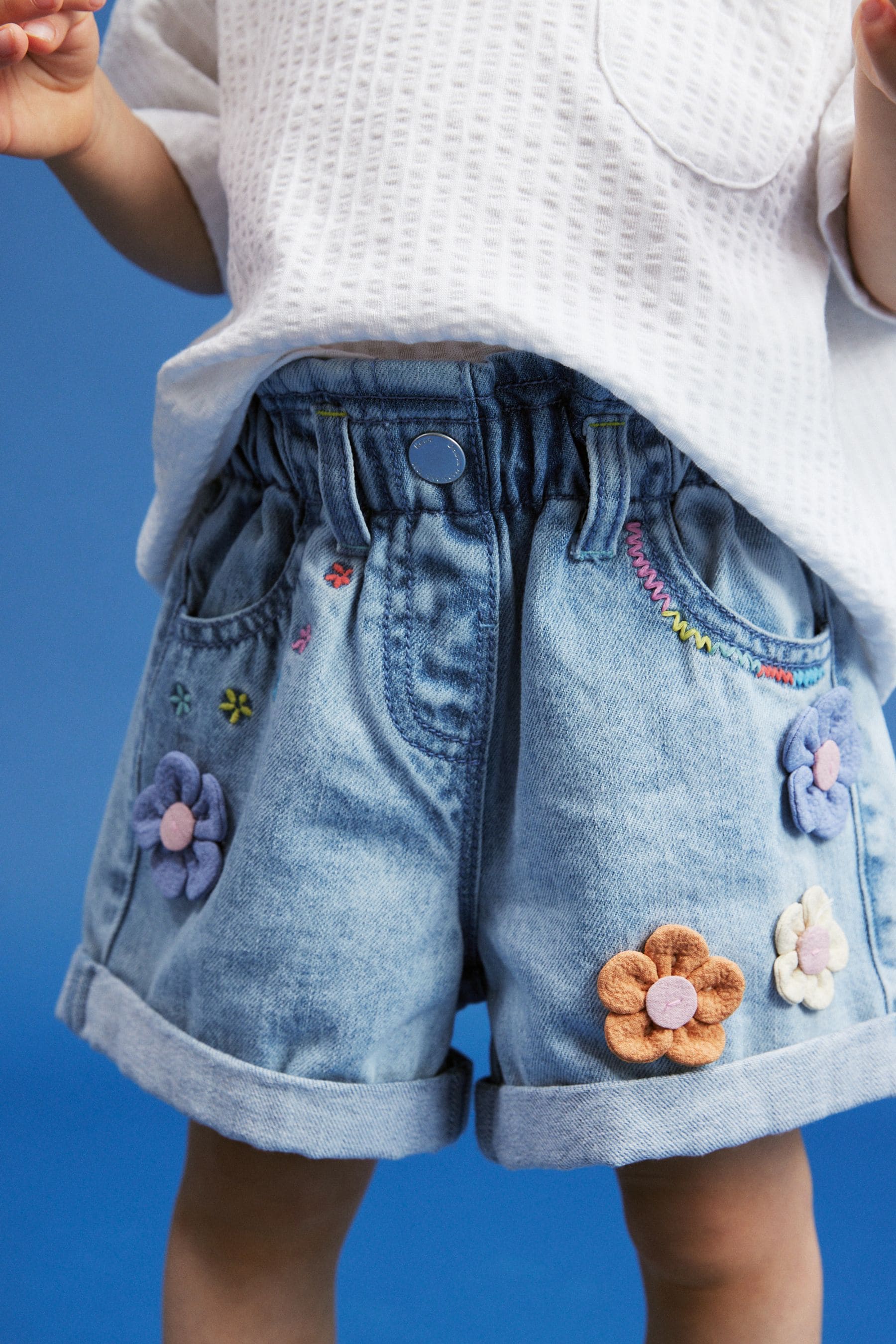 Denim 3D Flower Shorts (3mths-7yrs)