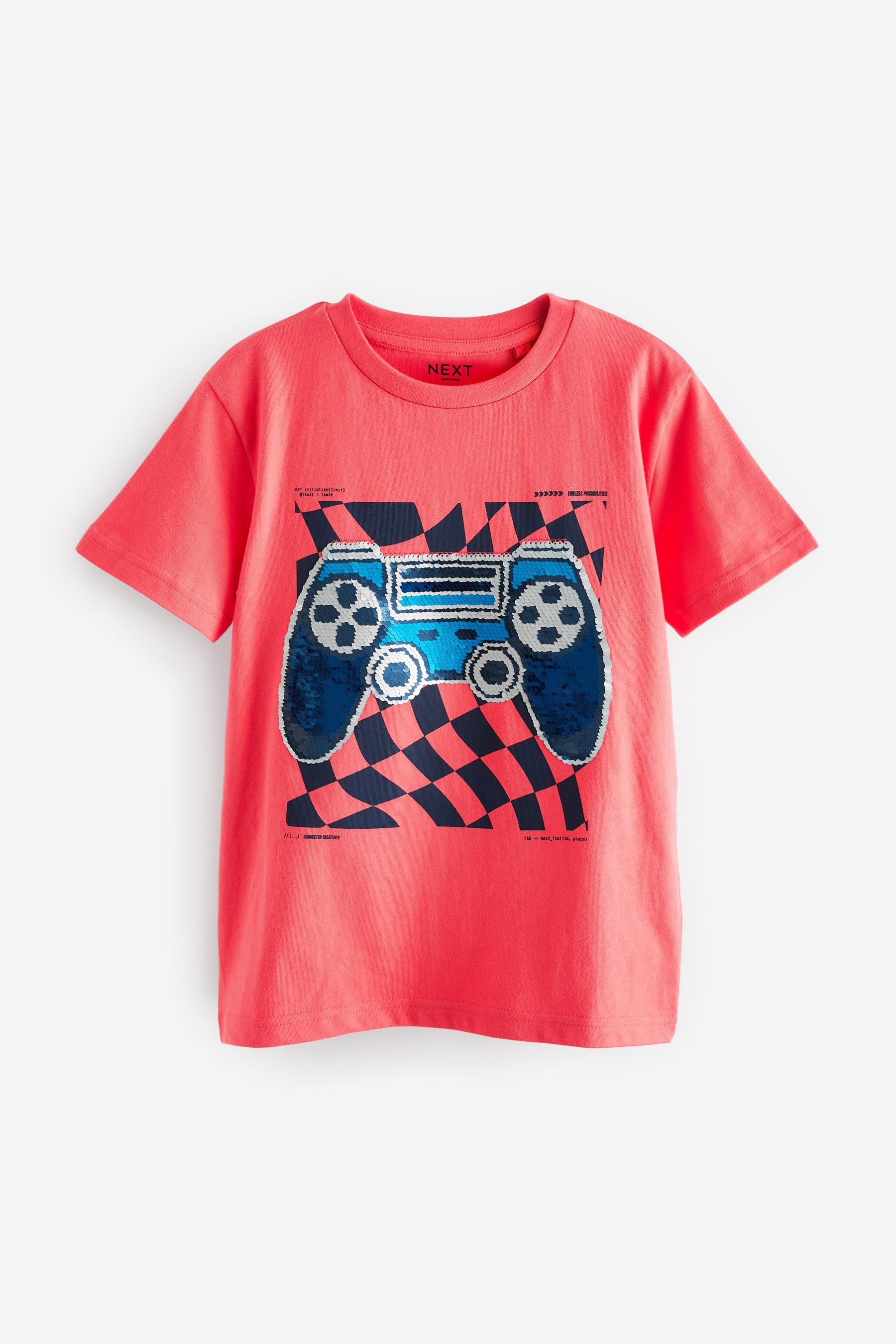 Red Controller Short Sleeve Flippy Sequin T-Shirt (3-16yrs)