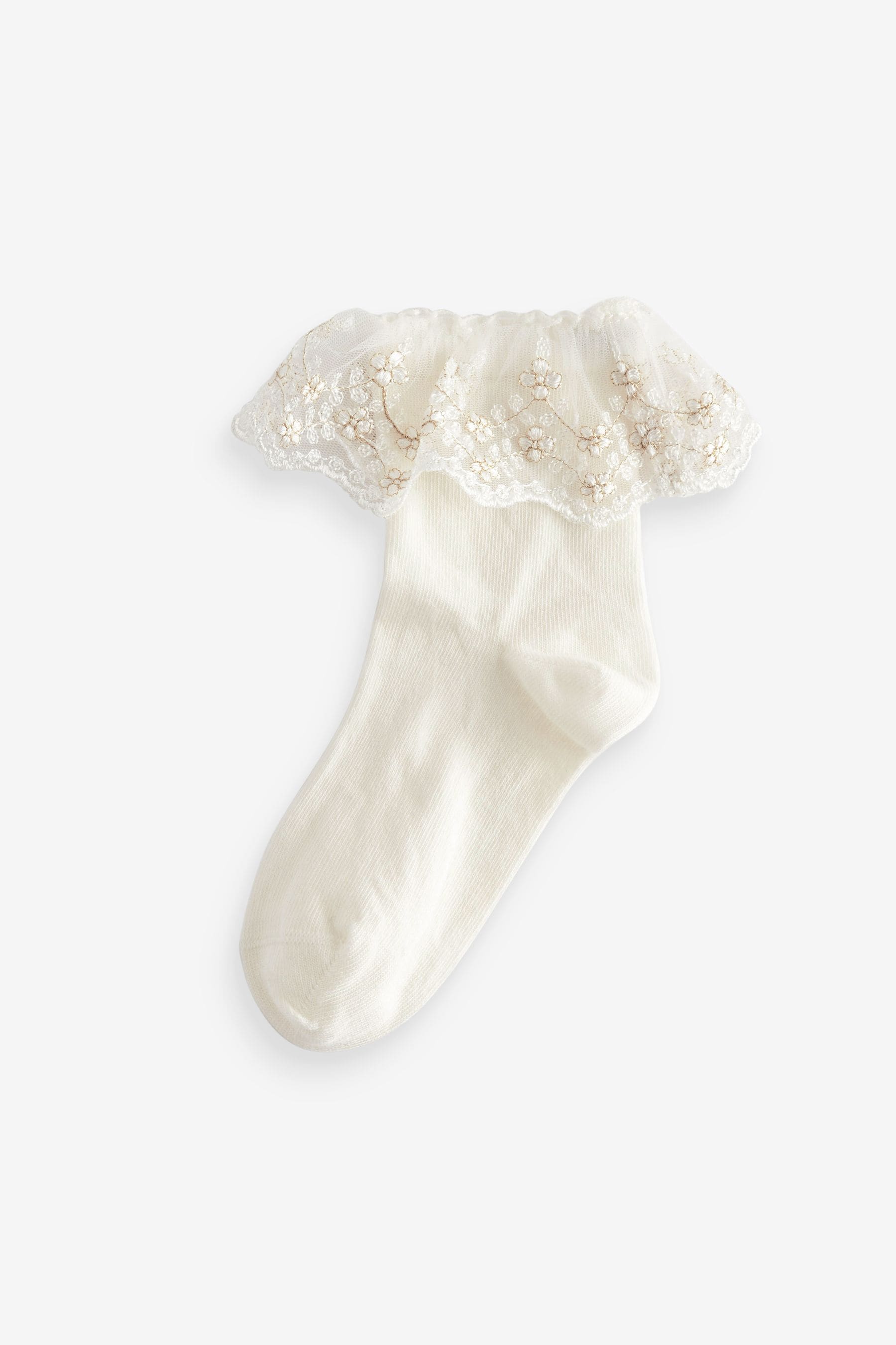 Cream Cotton Rich Bridesmaid Ruffle Ankle Socks 2 Pack