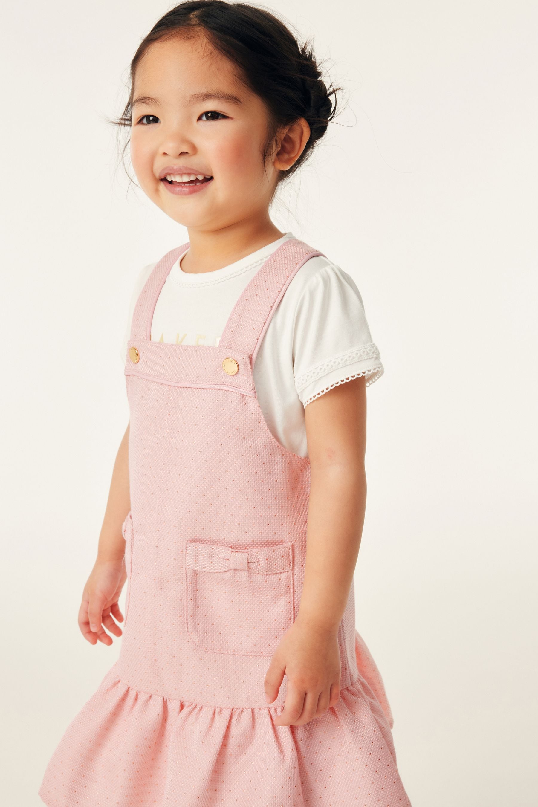 Pink Baker by Ted Baker Pink Pinafore and T-Shirt Set