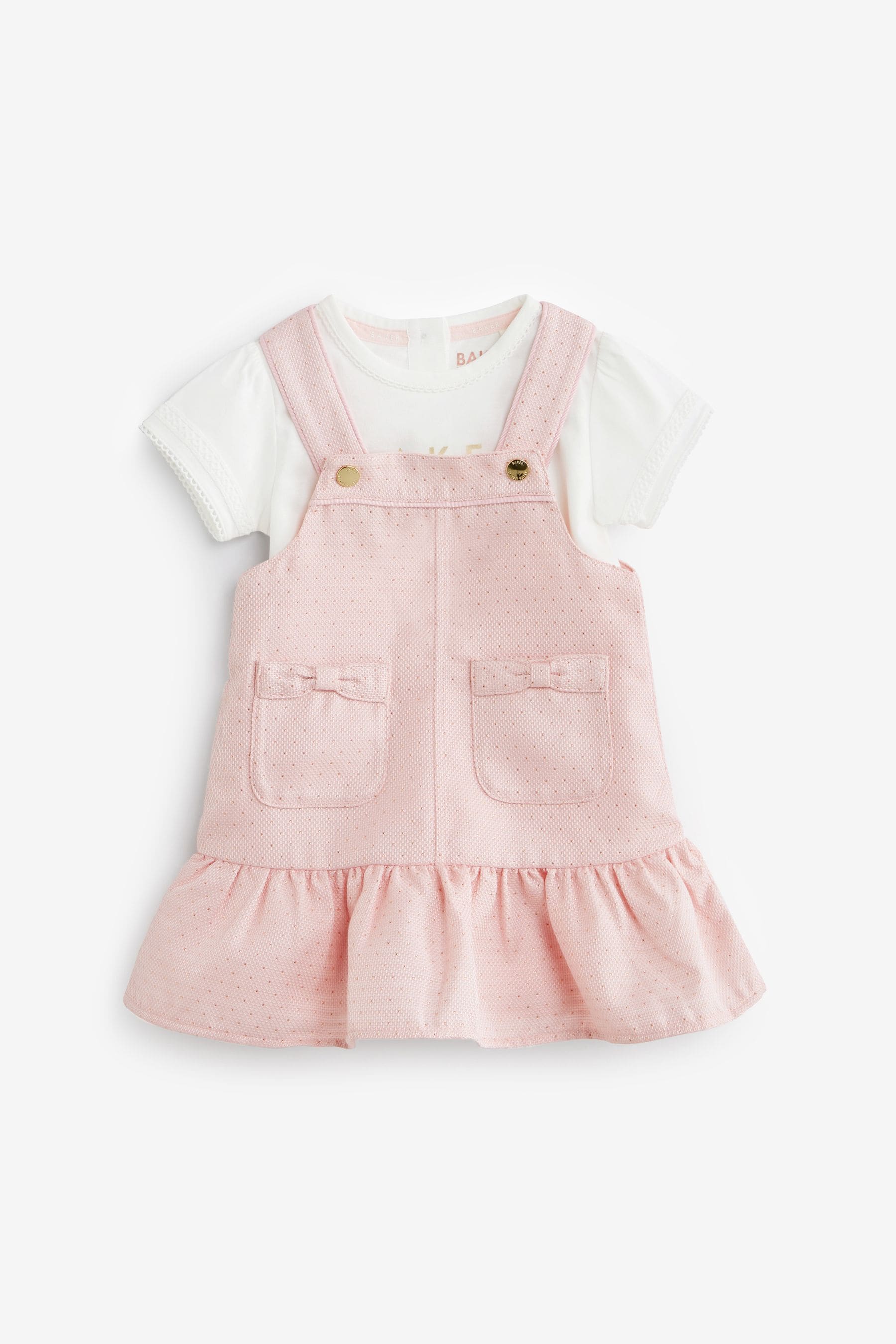 Baker by Ted Baker Pink Pinafore and T-Shirt Set