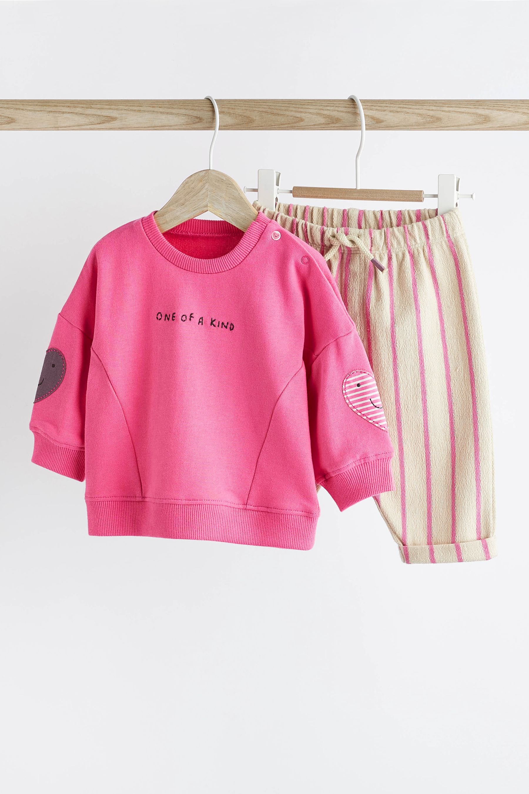 Pink 2pc Baby Sweater & Trousers Set