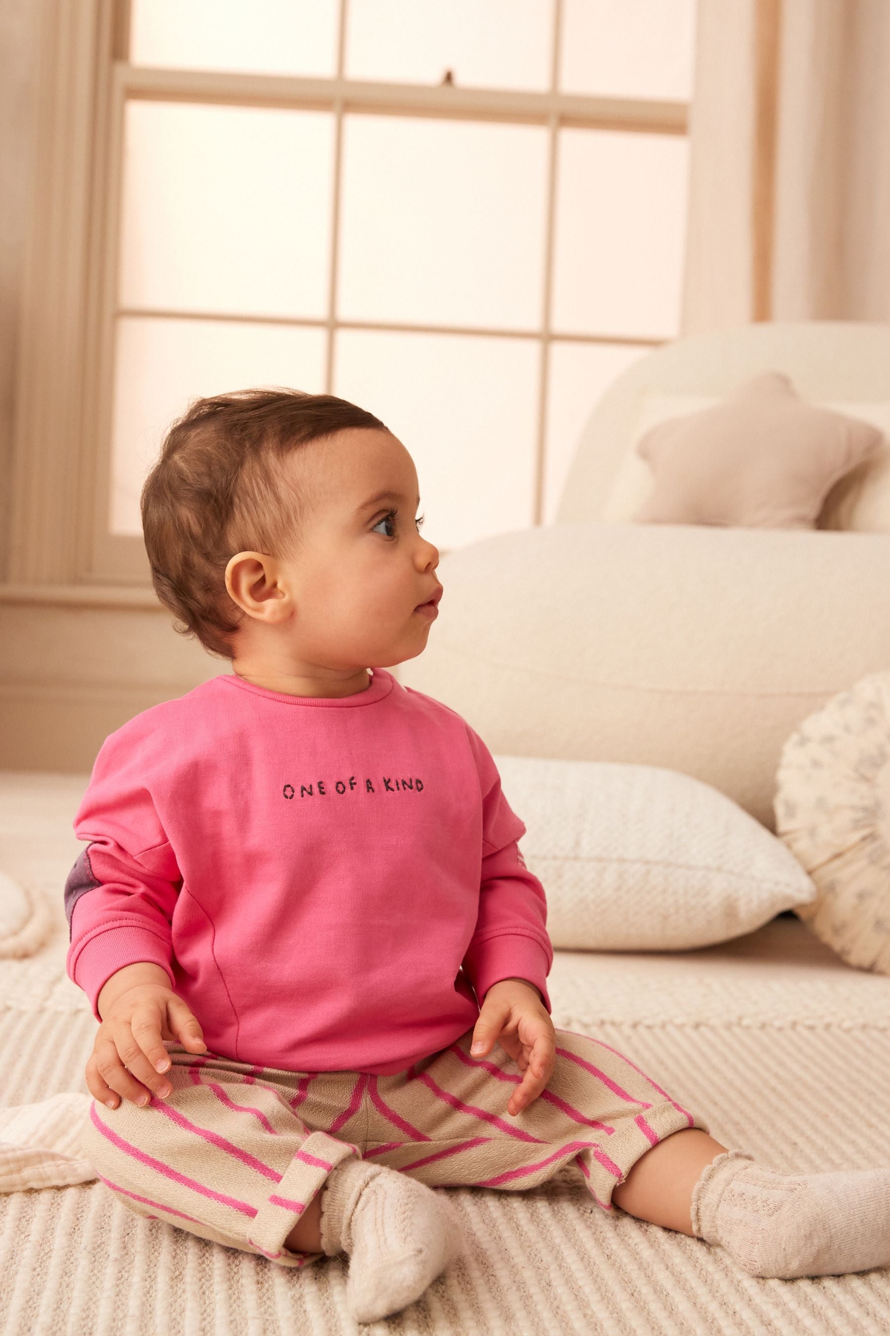 Pink 2pc Baby Sweater & Trousers Set