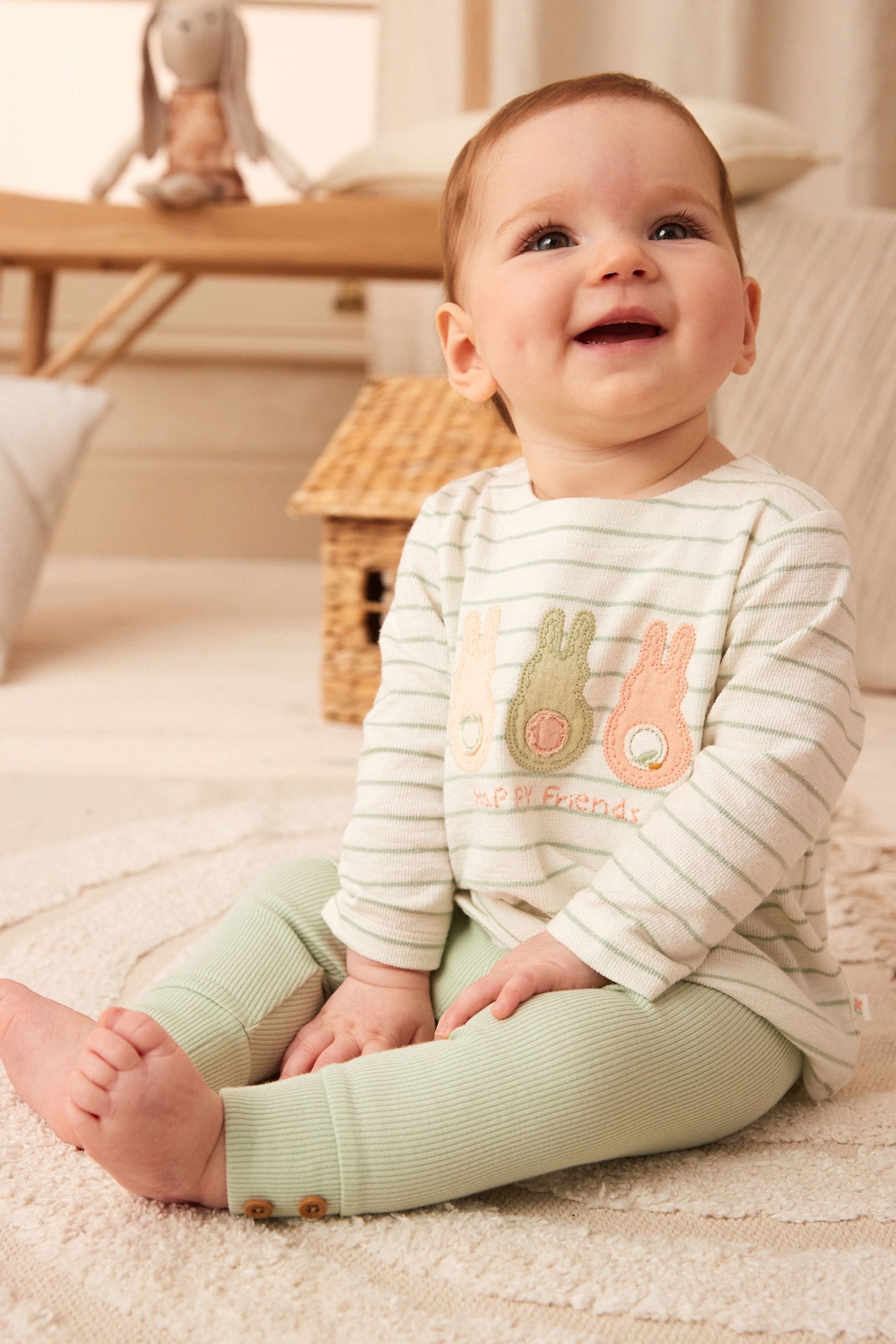 Green Bunny Baby Top And Leggings Set