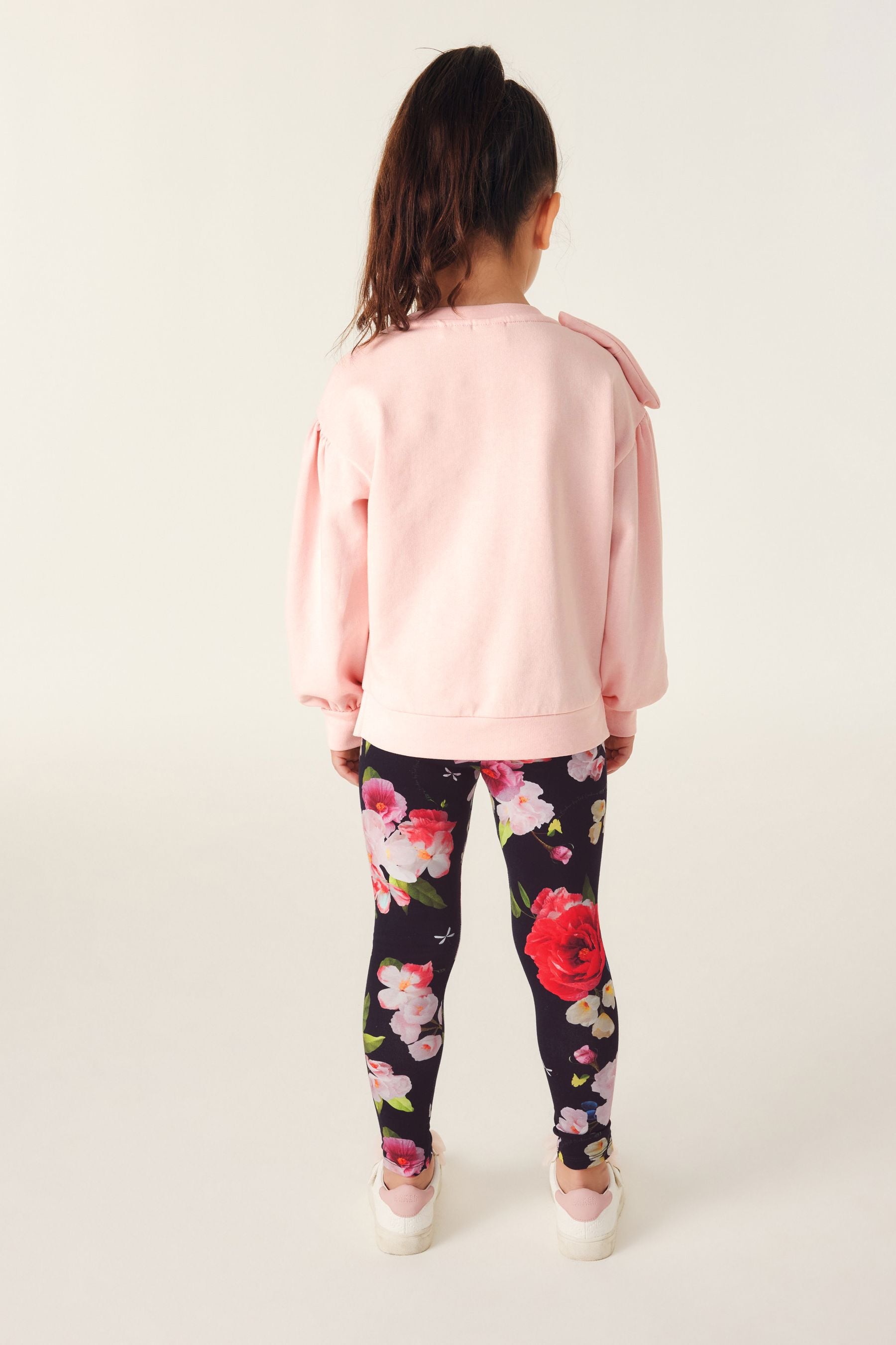 Baker by Ted Baker Bow 100% Cotton Sweater and Floral Leggings Set