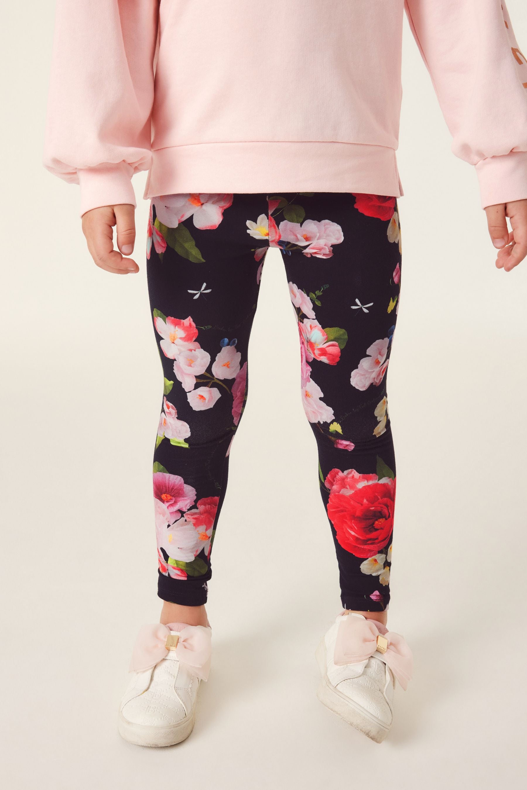 Baker by Ted Baker Bow 100% Cotton Sweater and Floral Leggings Set