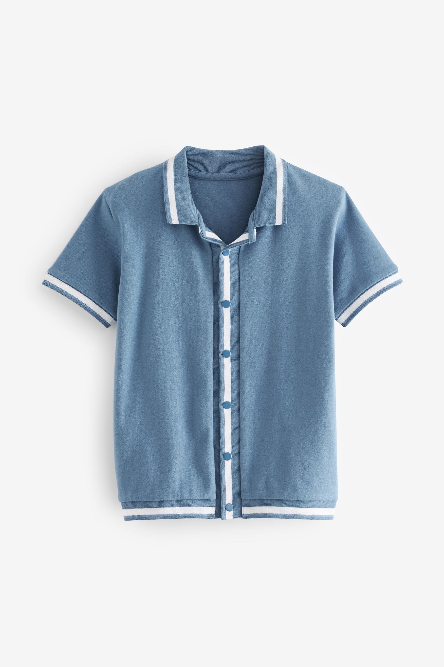 Light Blue Bordered Short Sleeve Shirt (3-16yrs)