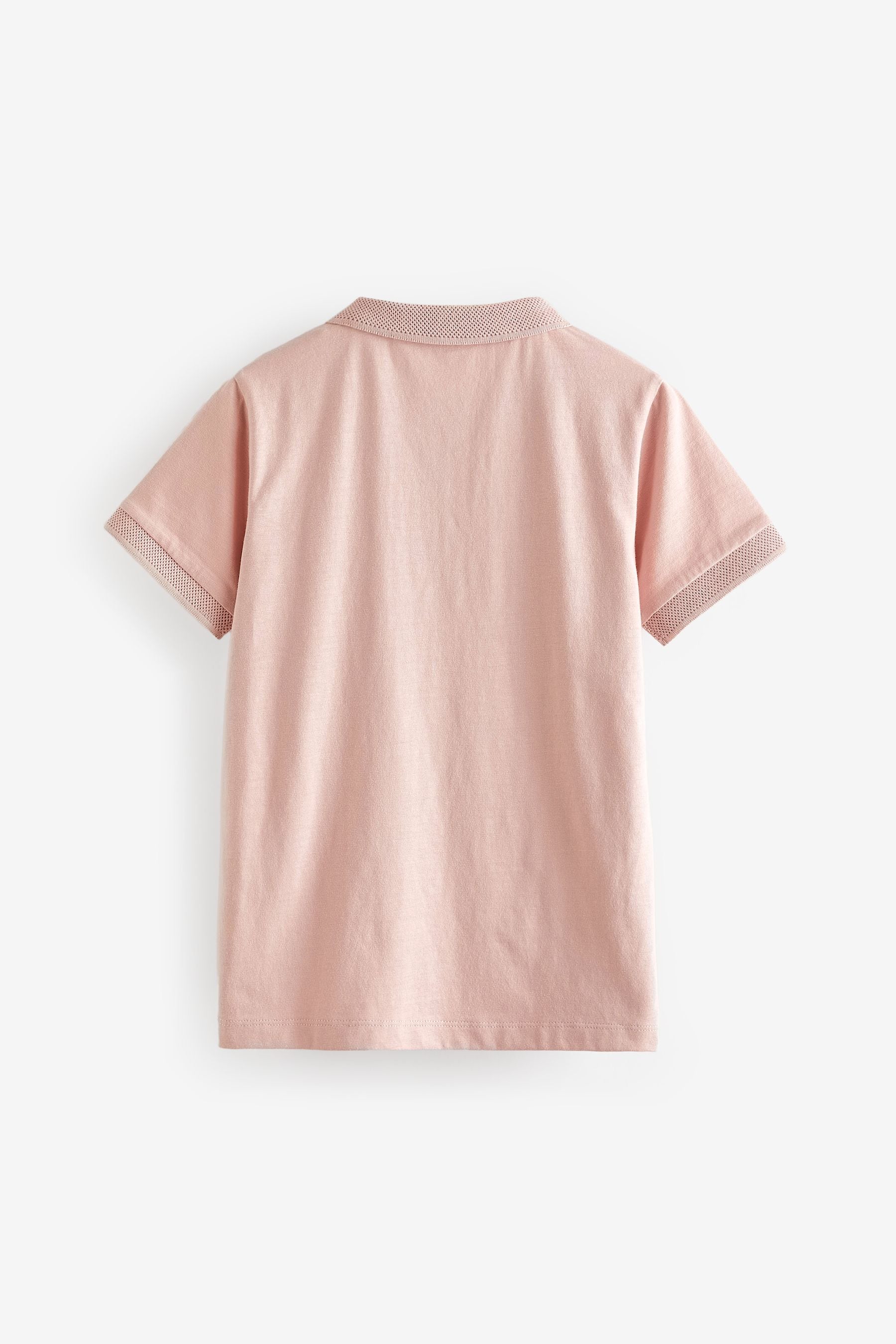 Pink Jacquard Textured Short Sleeve Polo Shirt (3-16yrs)