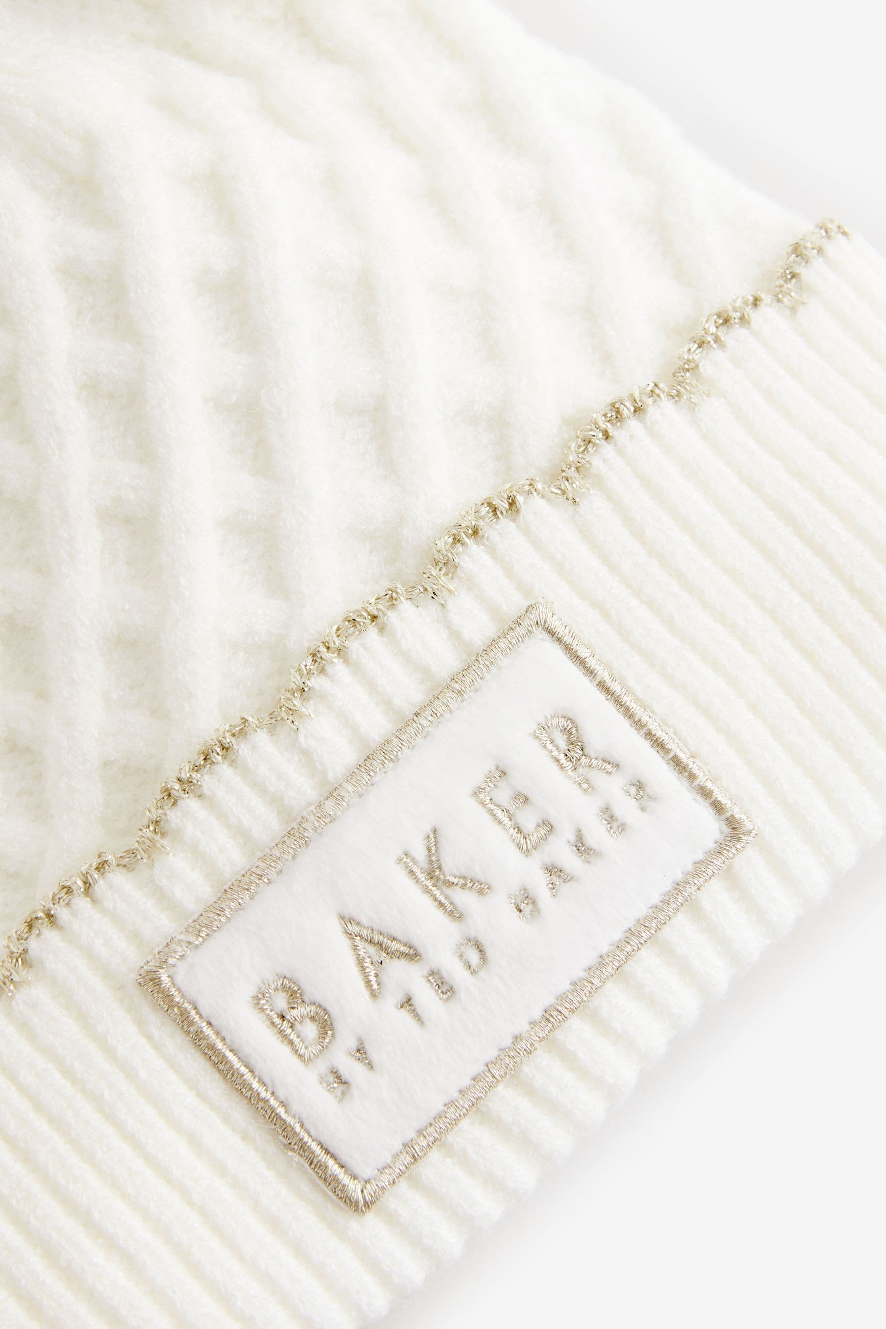 Baker By Ted Baker Girls Cream Double Pom Eared Hat and Mittens Set