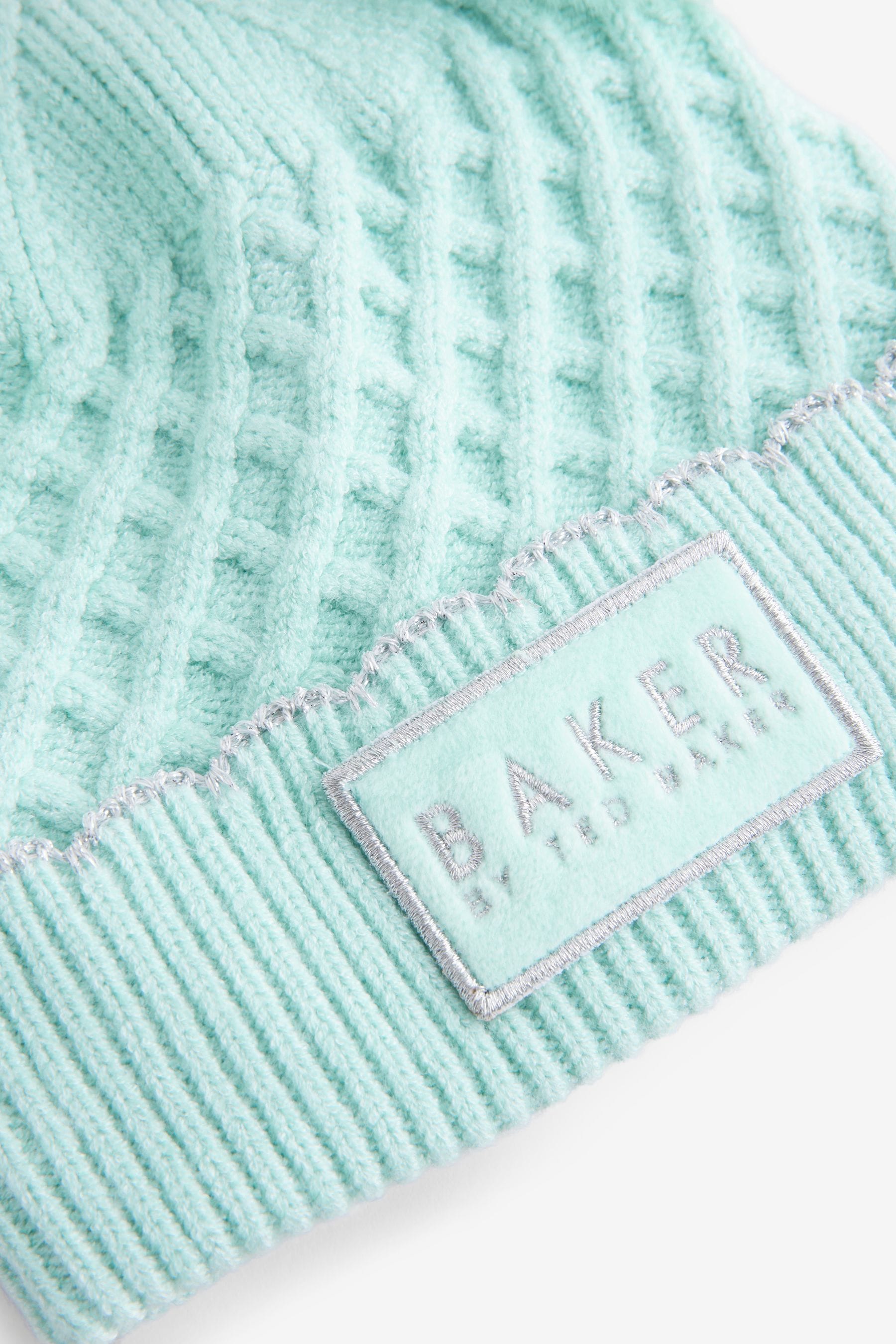 Baker By Ted Baker Girls Cream Double Pom Eared Hat and Mittens Set