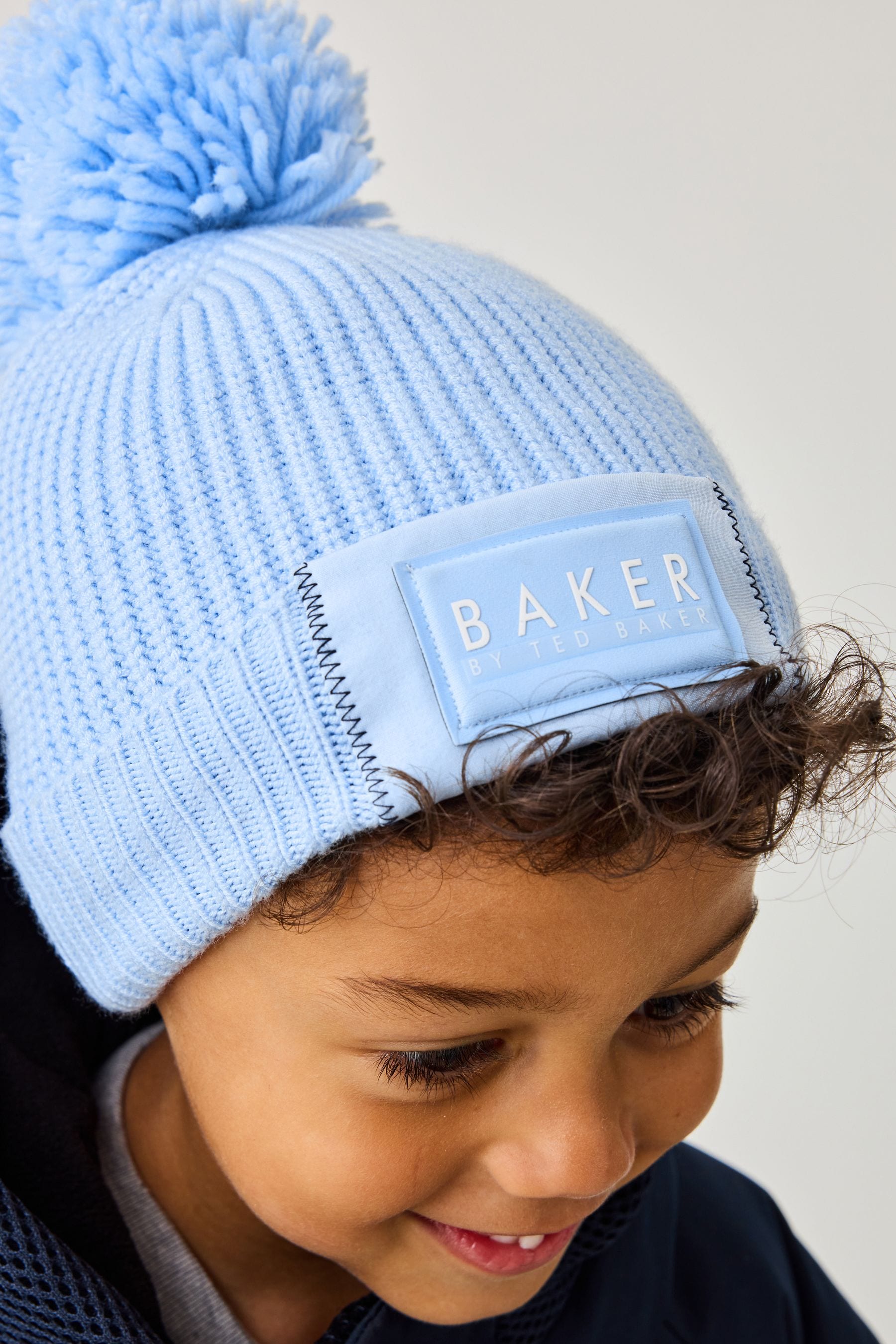 Baker by Ted Baker Boys Navy Pom Beanie And Mittens Set