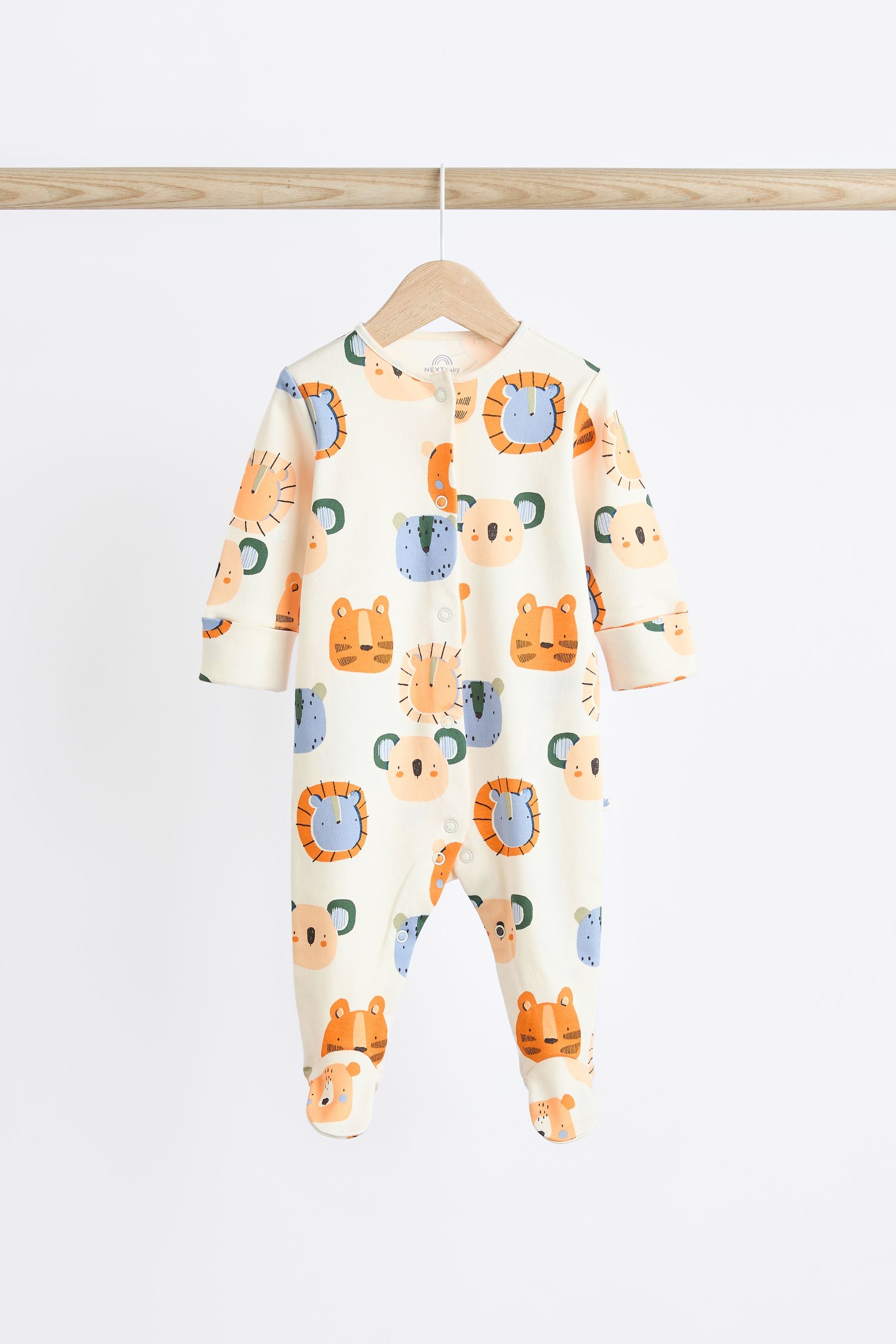 Muted Character Baby Sleepsuits 3 Pack (0mths-3yrs)