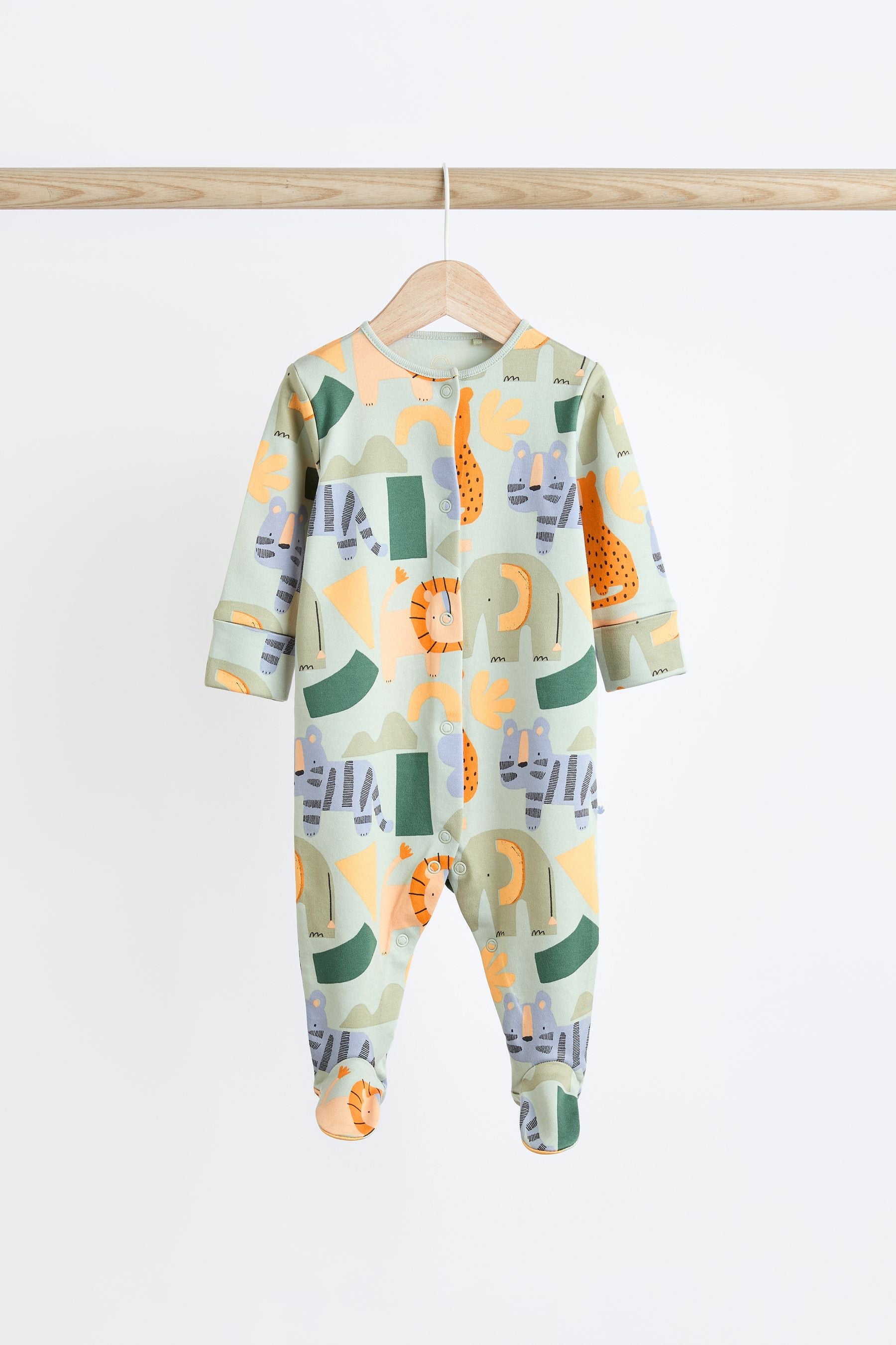 Muted Character Baby 100% Cotton Sleepsuits 3 Pack (0-2yrs)