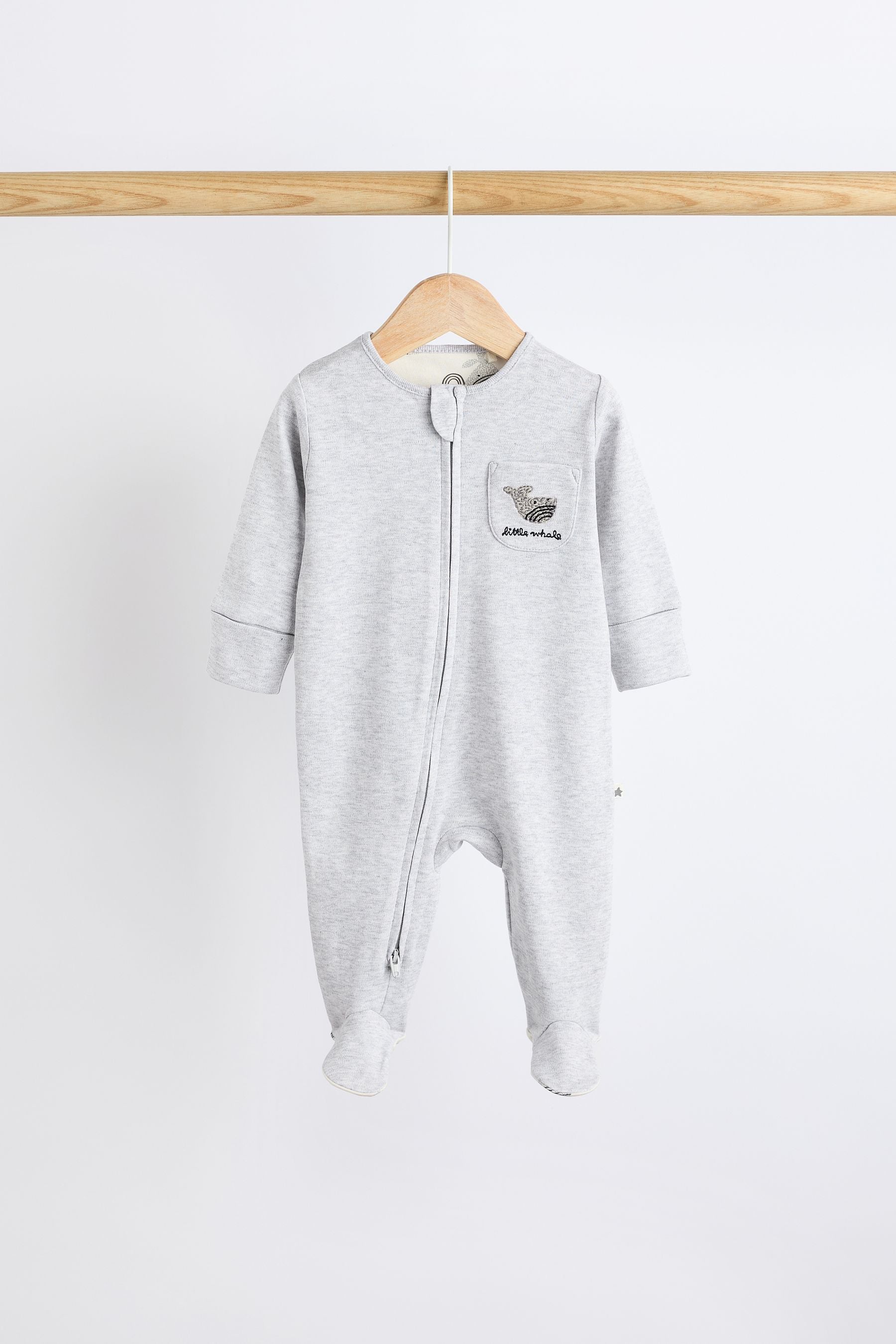 Grey Whale Baby 2 Way Zip Sleepsuits 3 Pack (0mths-2yrs)