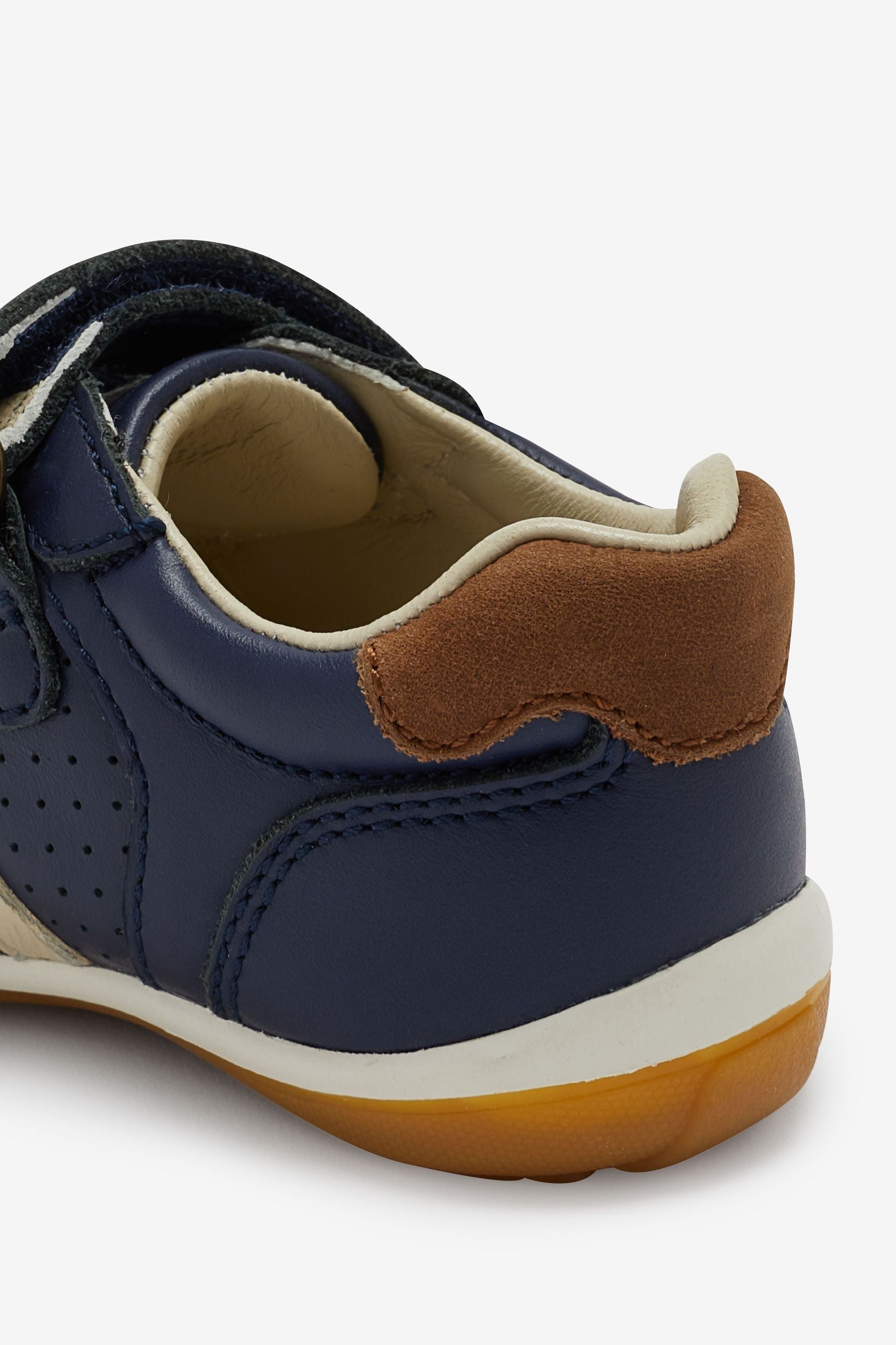 Navy Wide Fit (G) Touch Fastening Leather First Walker Baby Shoes