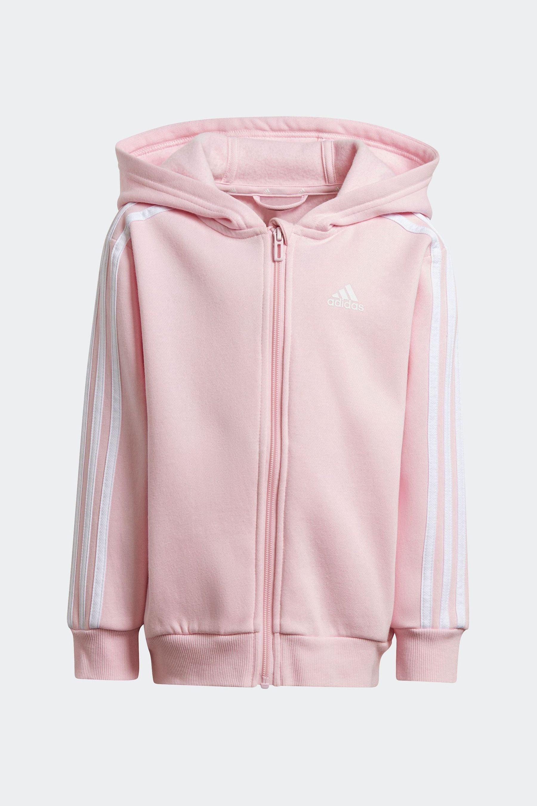 Light Pink adidas Sportswear Essentials 3 Stripes Zip Hooded Jacket