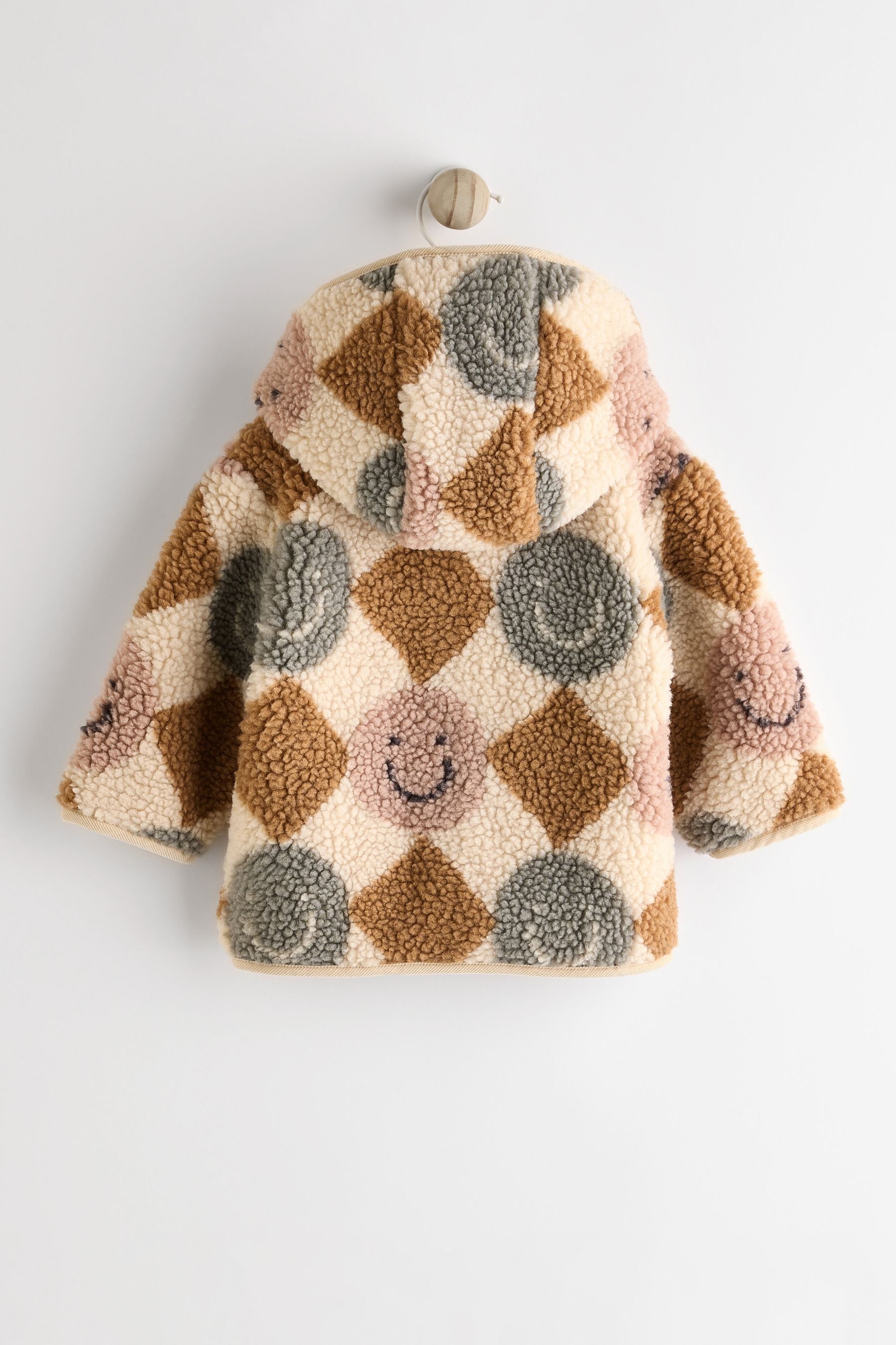 Cream/Brown Baby Borg Hooded Fleece Jacket (0mths-2yrs)