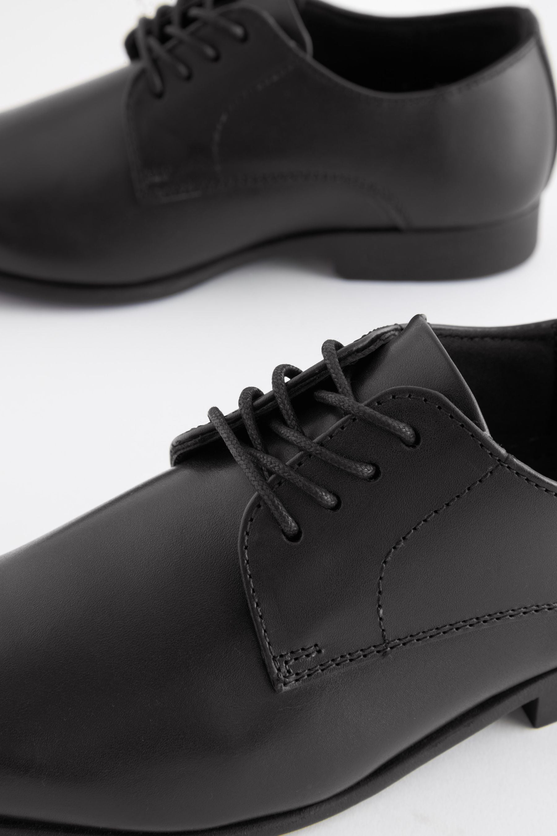 Black Standard Fit (F) School Leather Lace Up Shoes