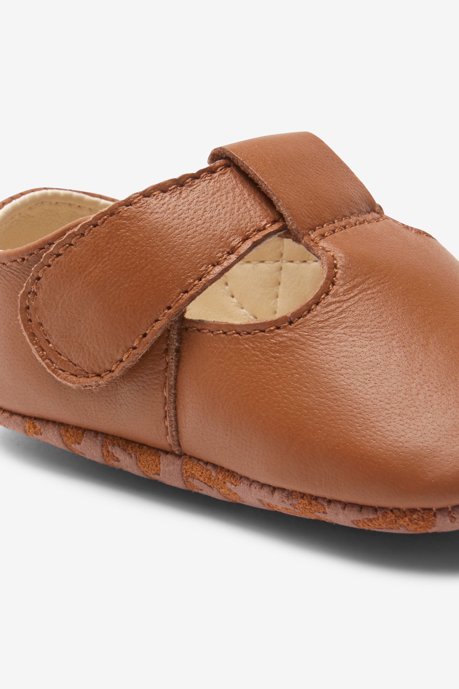 Tan Brown Leather T-Bar Baby Shoes (0-24mths)