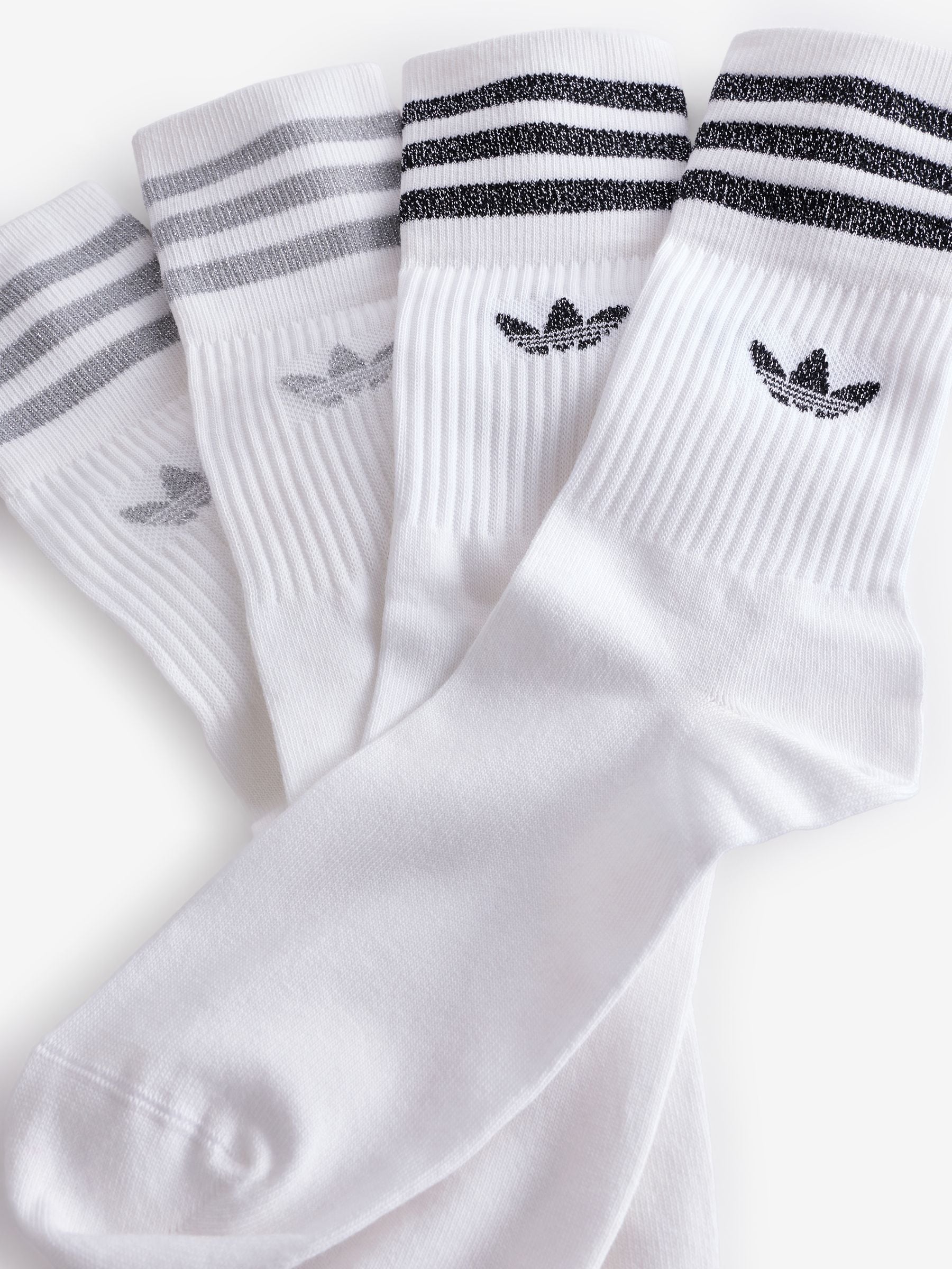 adidas Originals Grey/White Mid Cut Glitter Crew Socks 2 Pack