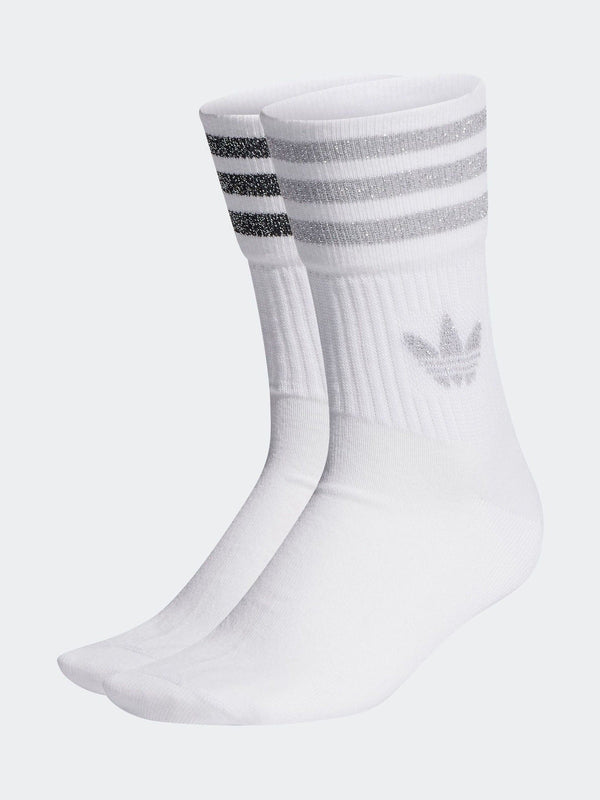 adidas Originals Grey/White Mid Cut Glitter Crew Socks 2 Pack