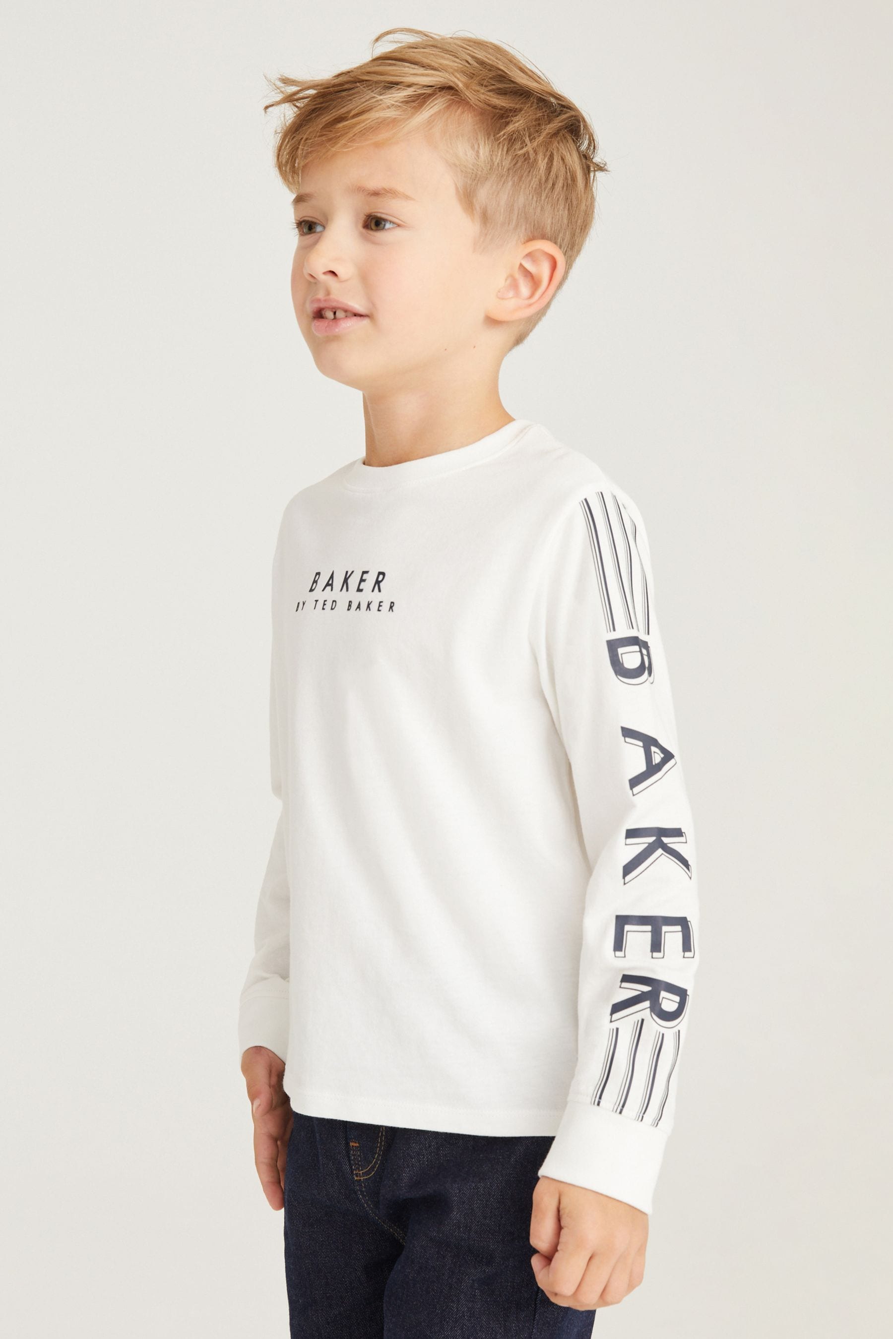 Baker by Ted Baker Long Sleeve Logo 100% Cotton T-Shirt