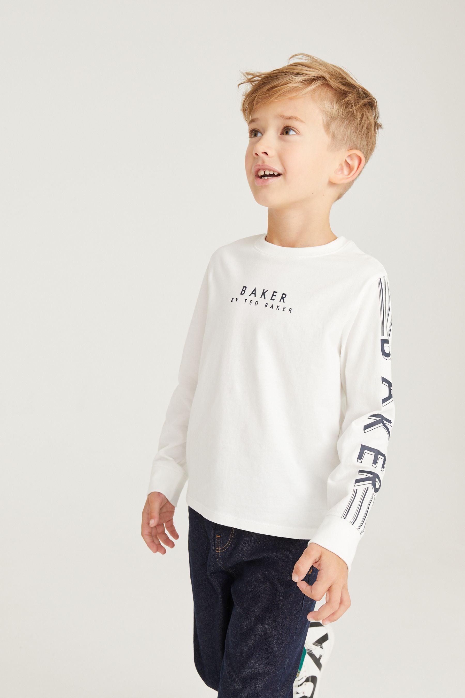 Baker by Ted Baker Long Sleeve Logo 100% Cotton T-Shirt