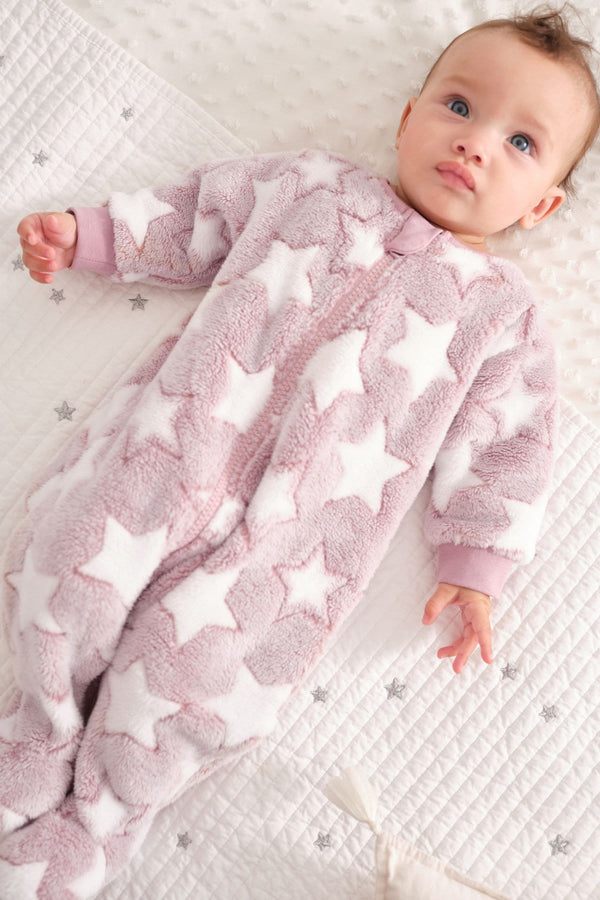 Pink Fleece Baby Sleepsuit