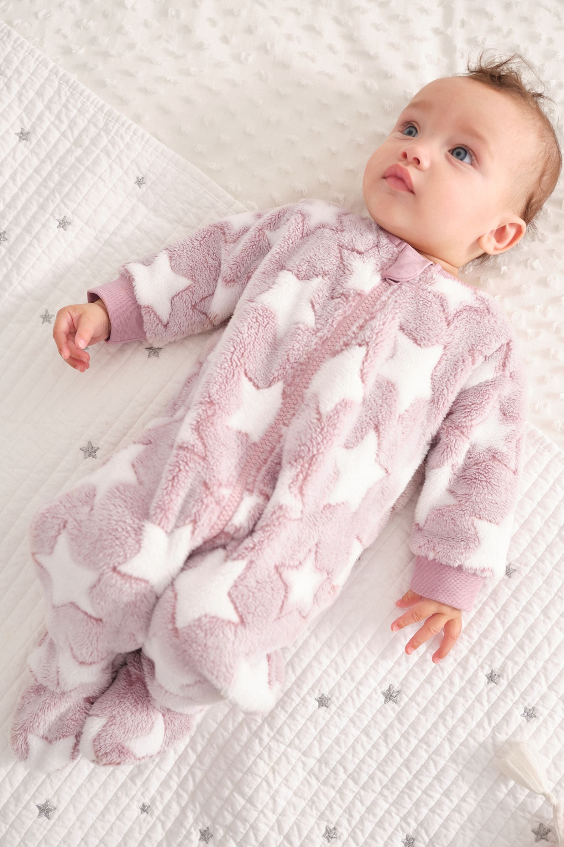 Pink Fleece Baby Sleepsuit