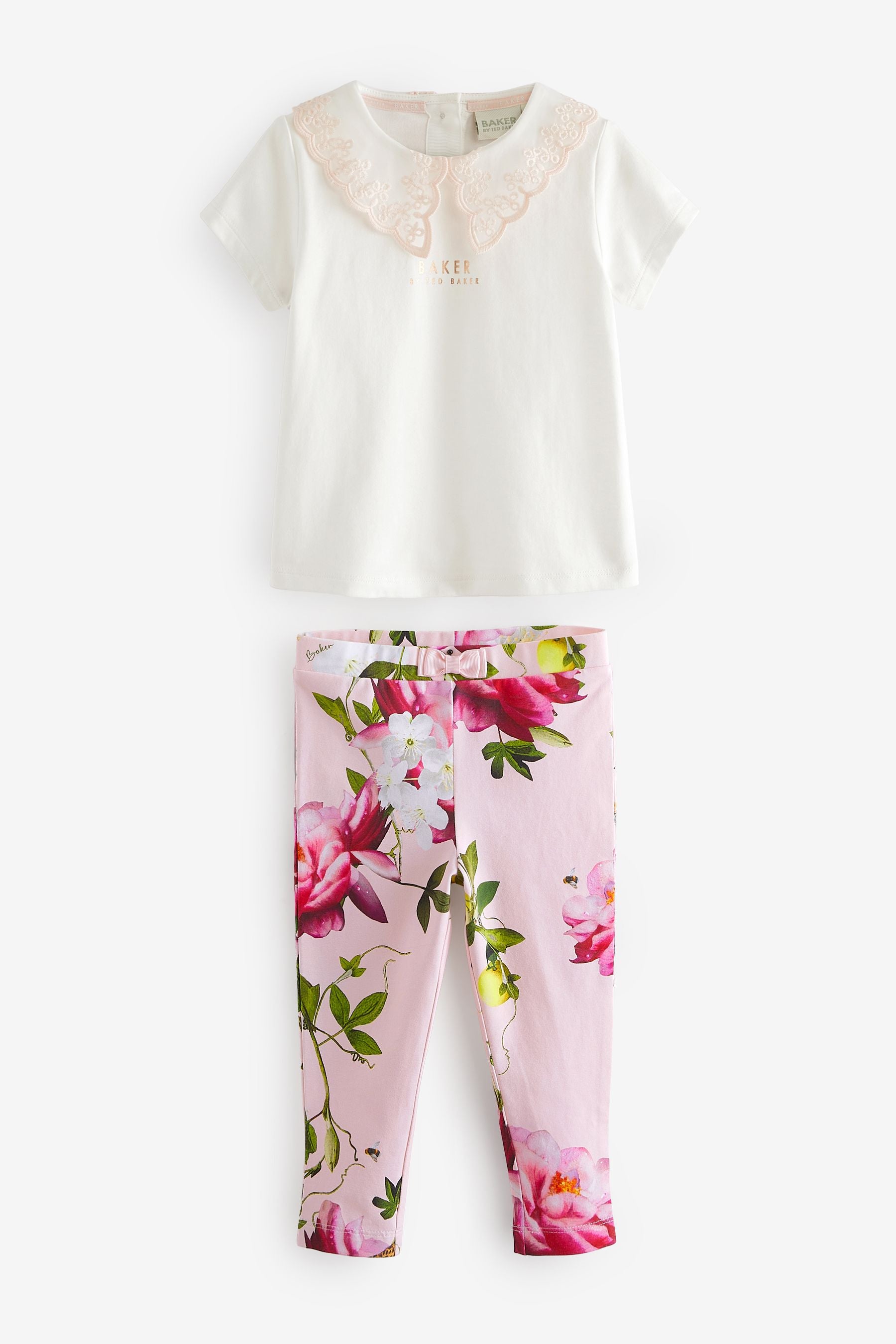 Pink Baker by Ted Baker Pink Organza Collared T-Shirt And Leggings Set