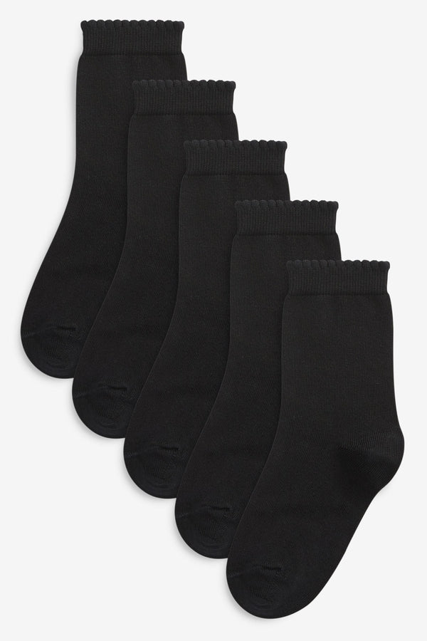 Black Cotton Rich School Ankle Socks 5 Pack