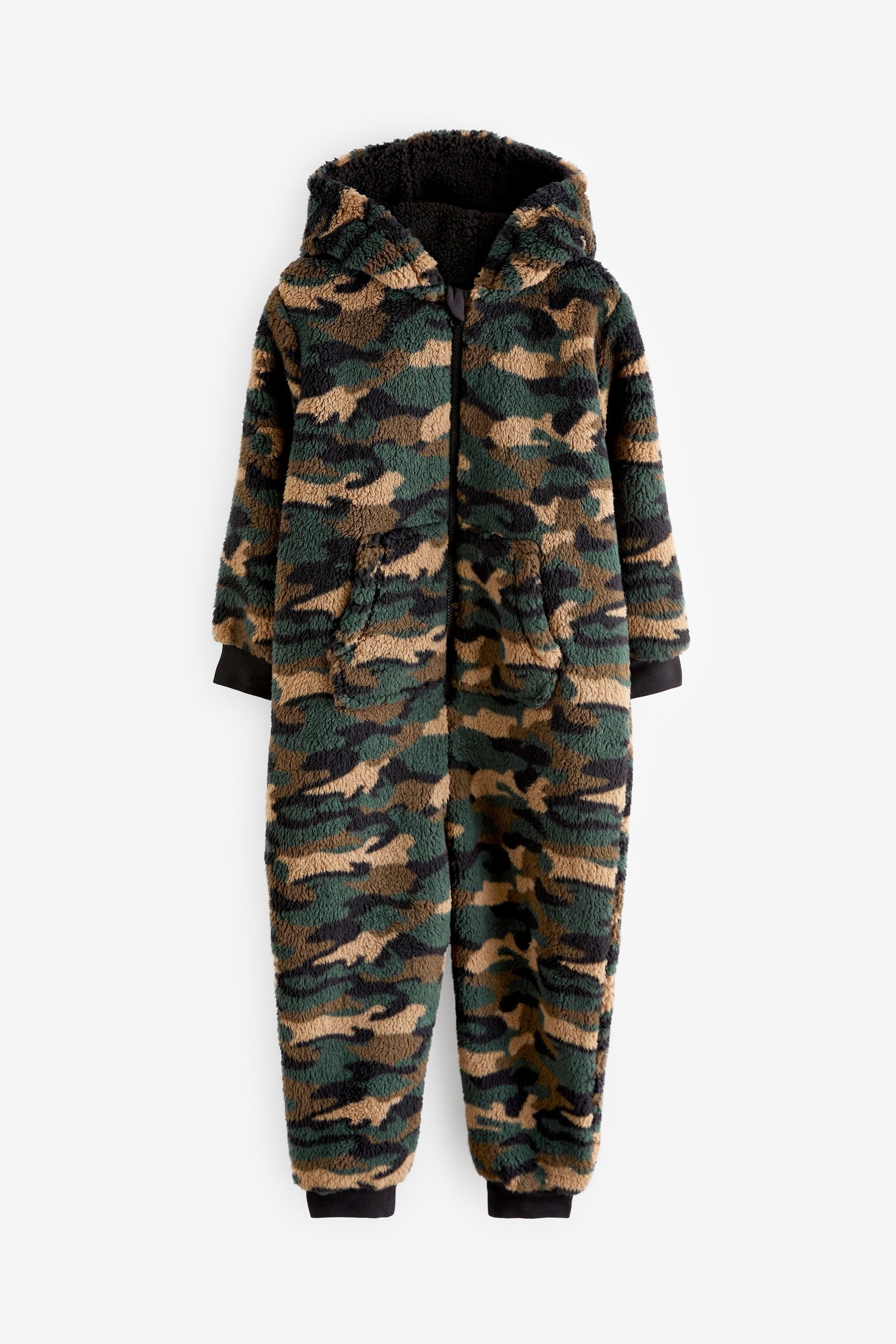 Green Camouflage Fleece All-In-One (3-16yrs)