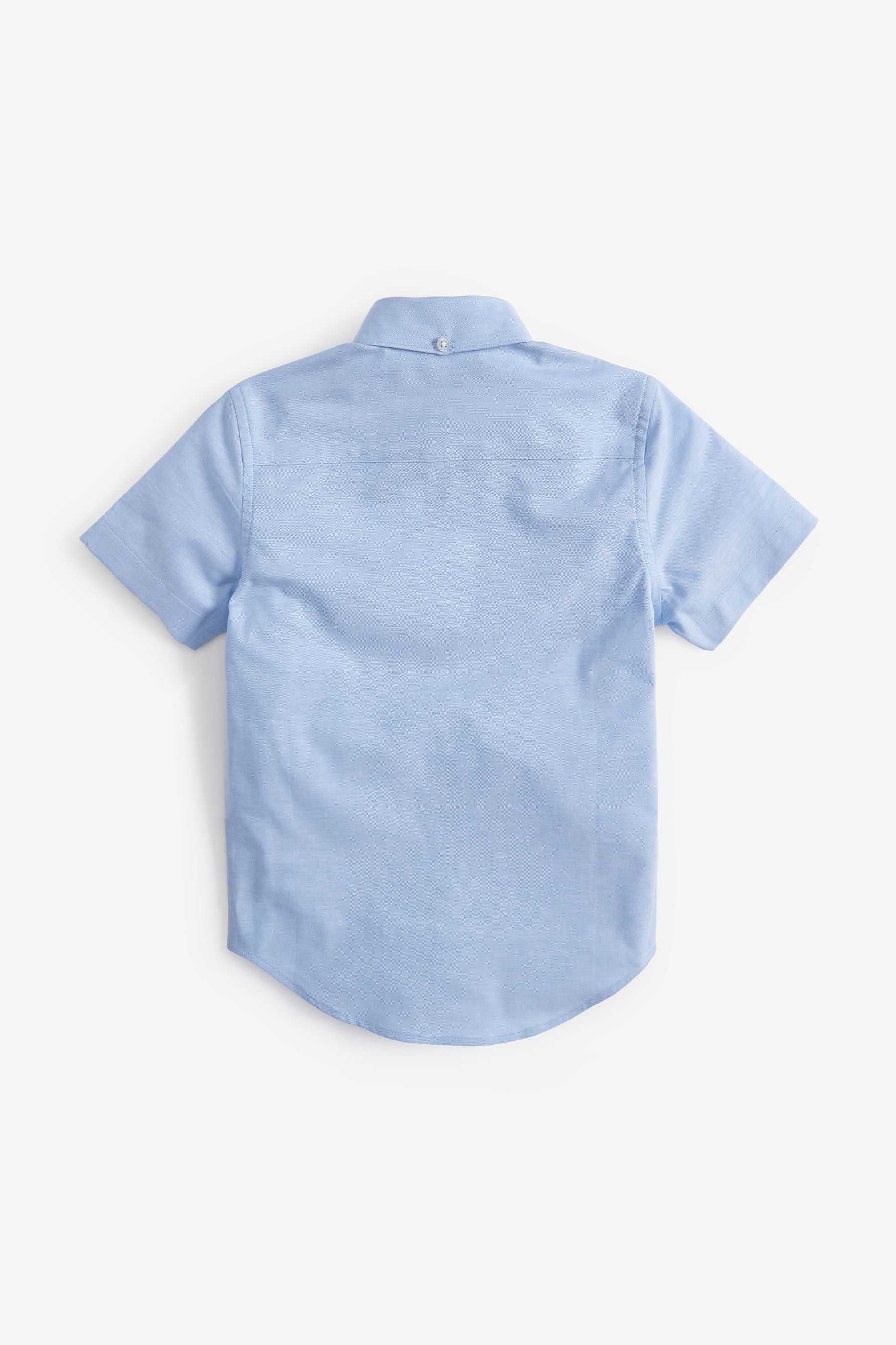 Blue Plain Short Sleeve Cotton Rich Oxford Shirt (3-16yrs)