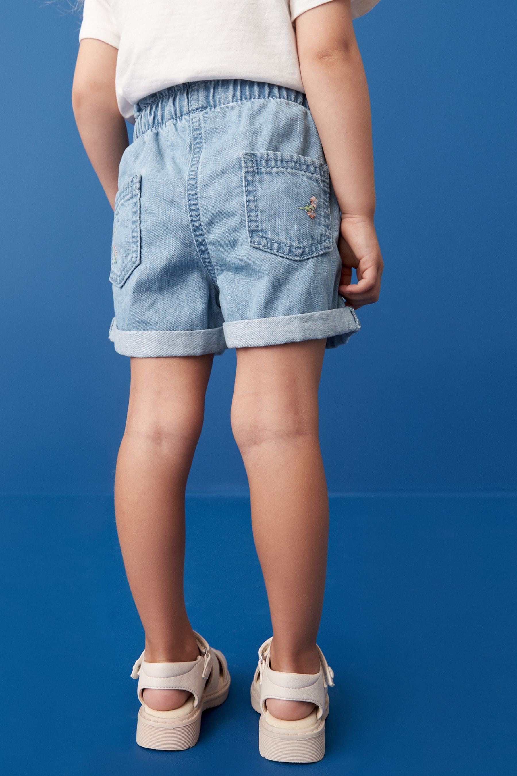 Denim Floral Embroidered Shorts (3mths-7yrs)