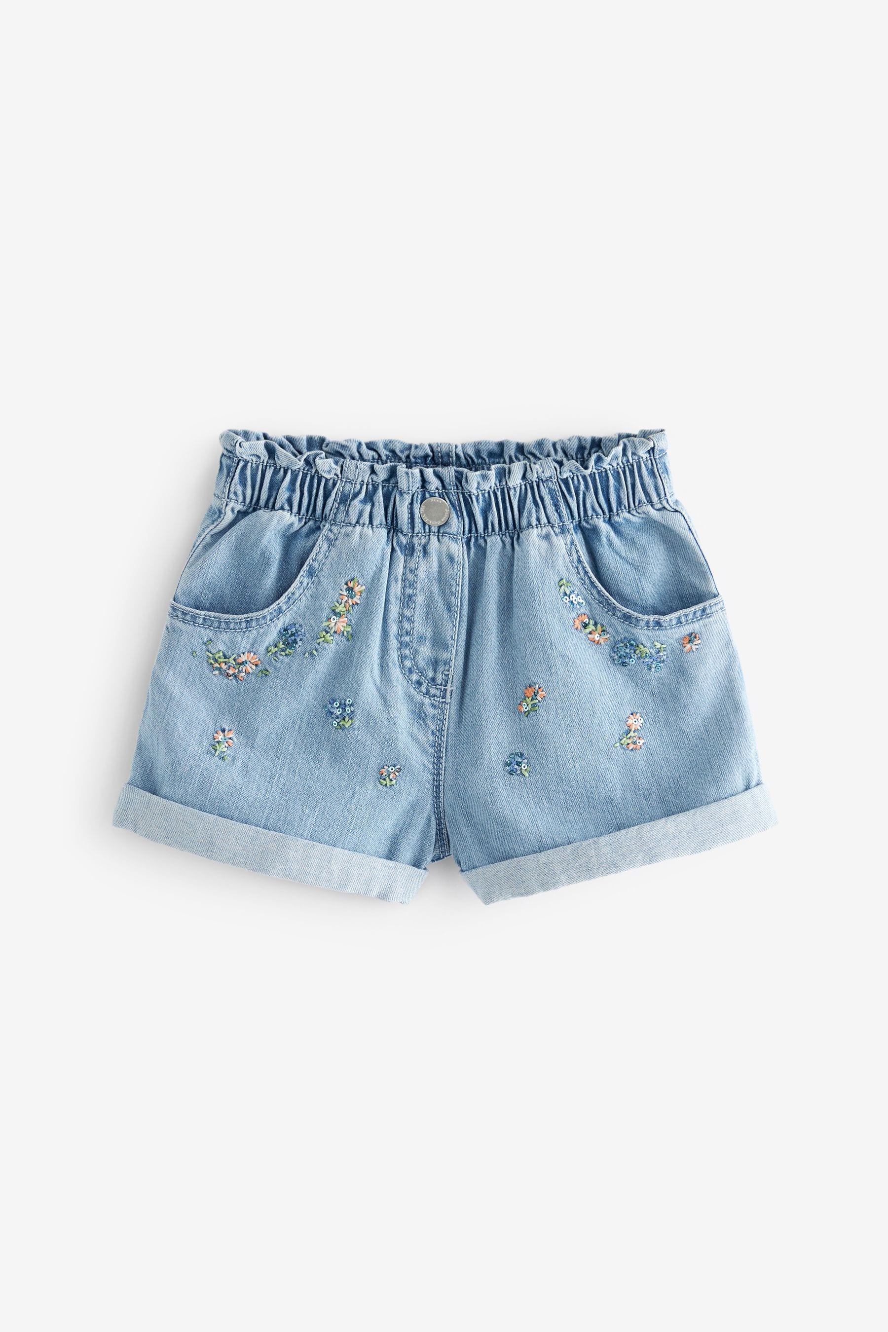 Denim Floral Embroidered Shorts (3mths-7yrs)