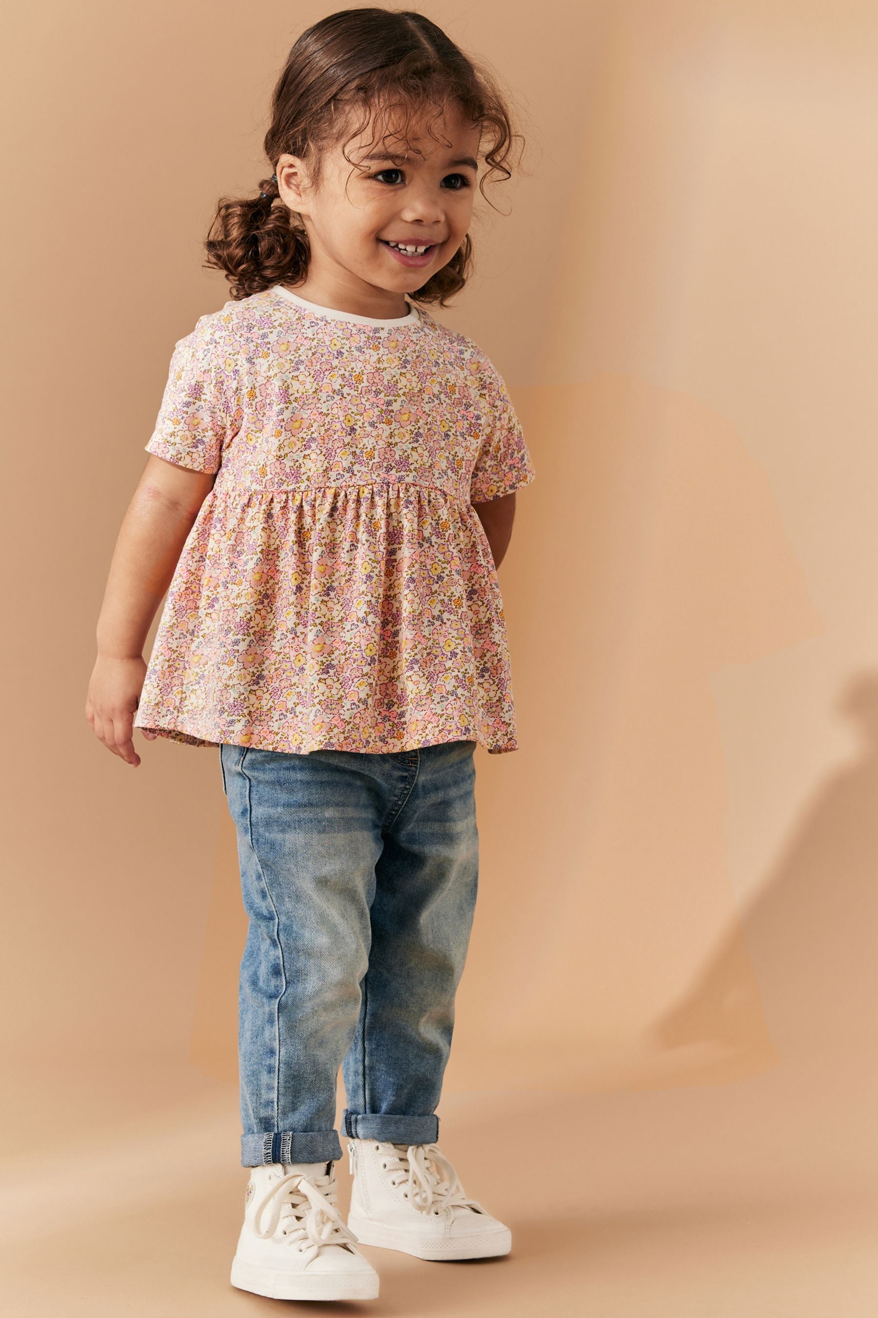 Pink Floral Ditsy Short Sleeve Empire T-Shirt (3mths-7yrs)