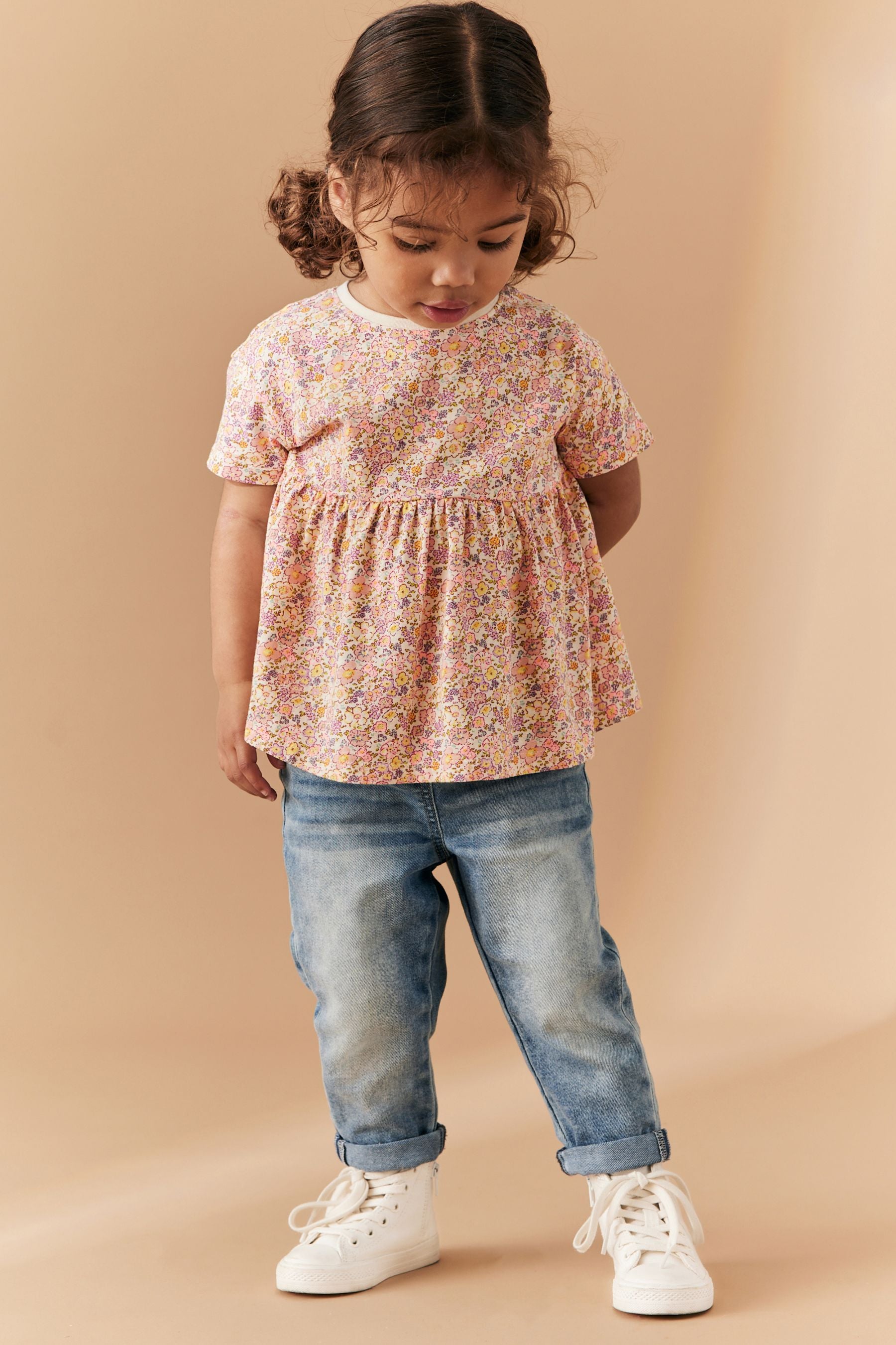 Pink Floral Ditsy Short Sleeve Empire T-Shirt (3mths-7yrs)