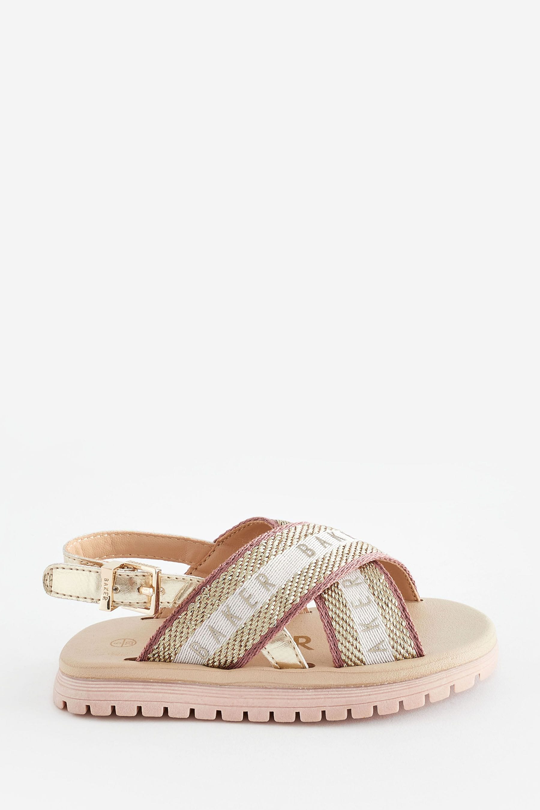 Pink Baker by Ted Baker Girls Woven and Metallic Wedge Sandals