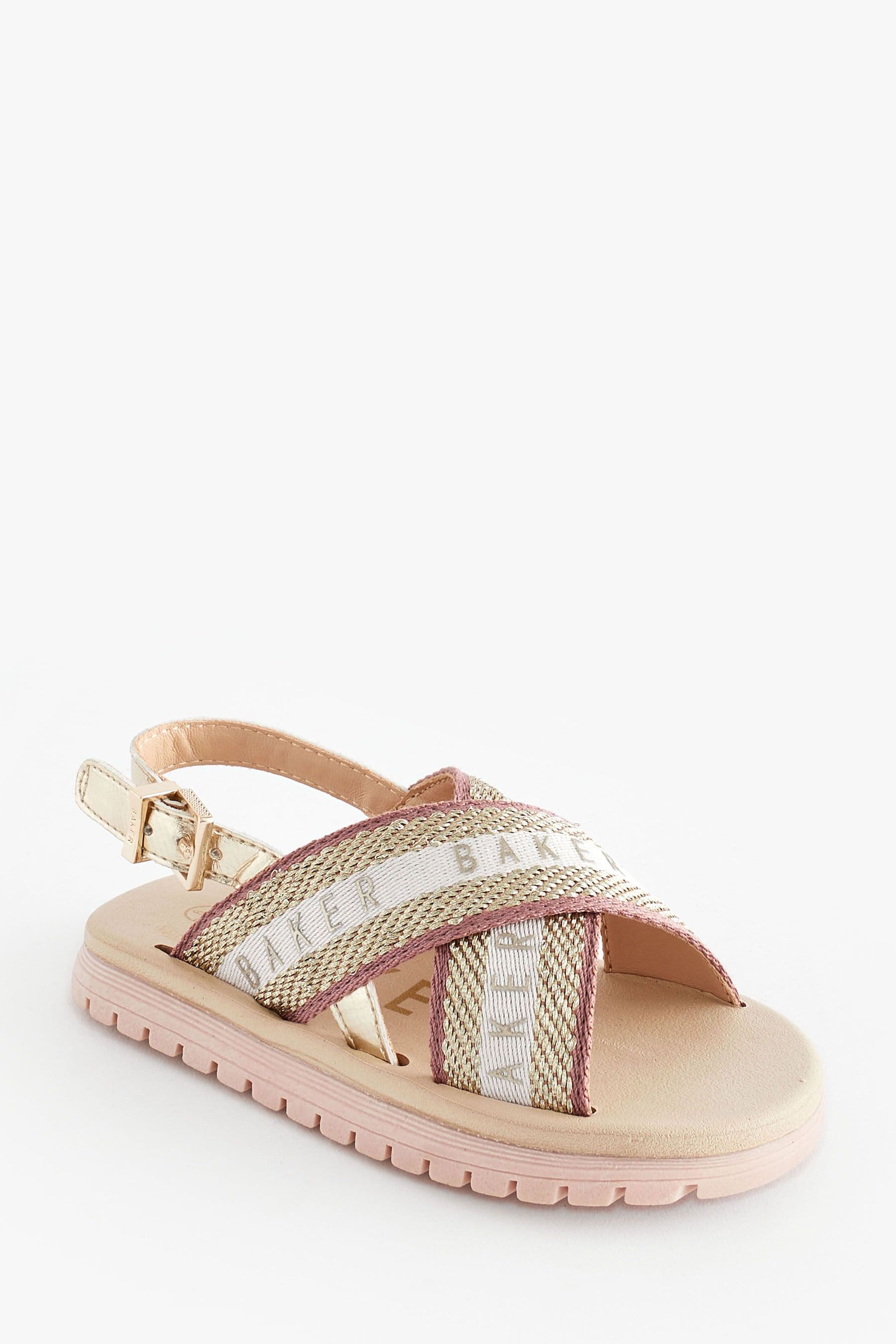 Pink Baker by Ted Baker Girls Woven and Metallic Wedge Sandals