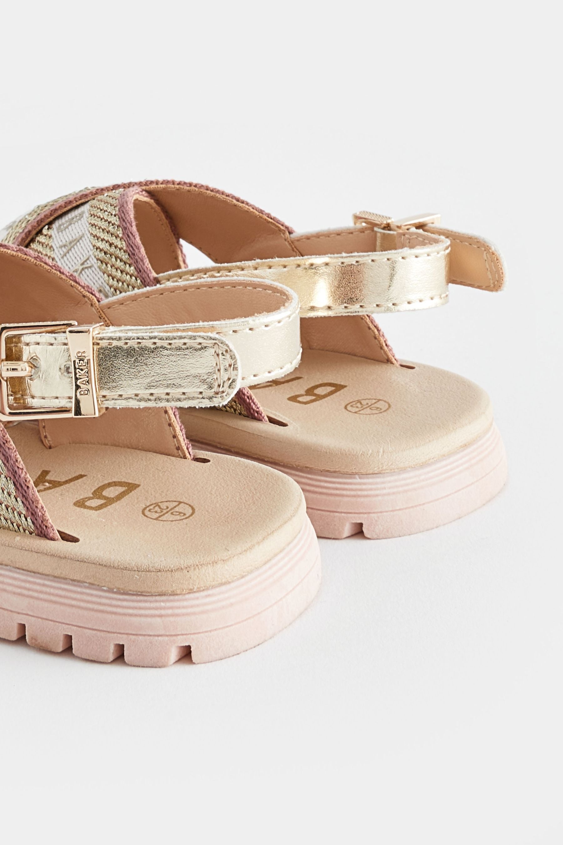 Pink Baker by Ted Baker Girls Woven and Metallic Wedge Sandals